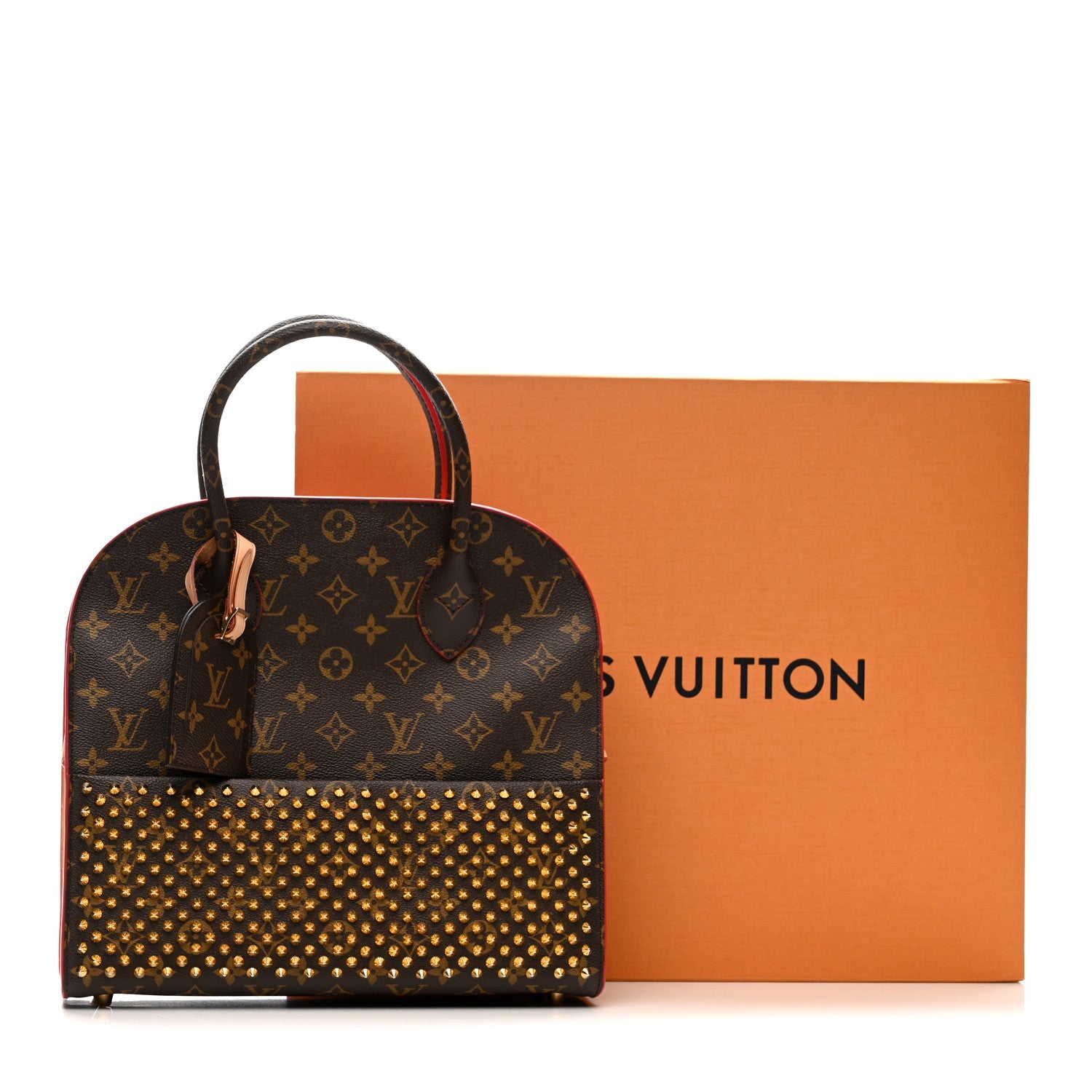 Monogram Calf Hair Spikes Iconoclasts Christian Louboutin Tote Red