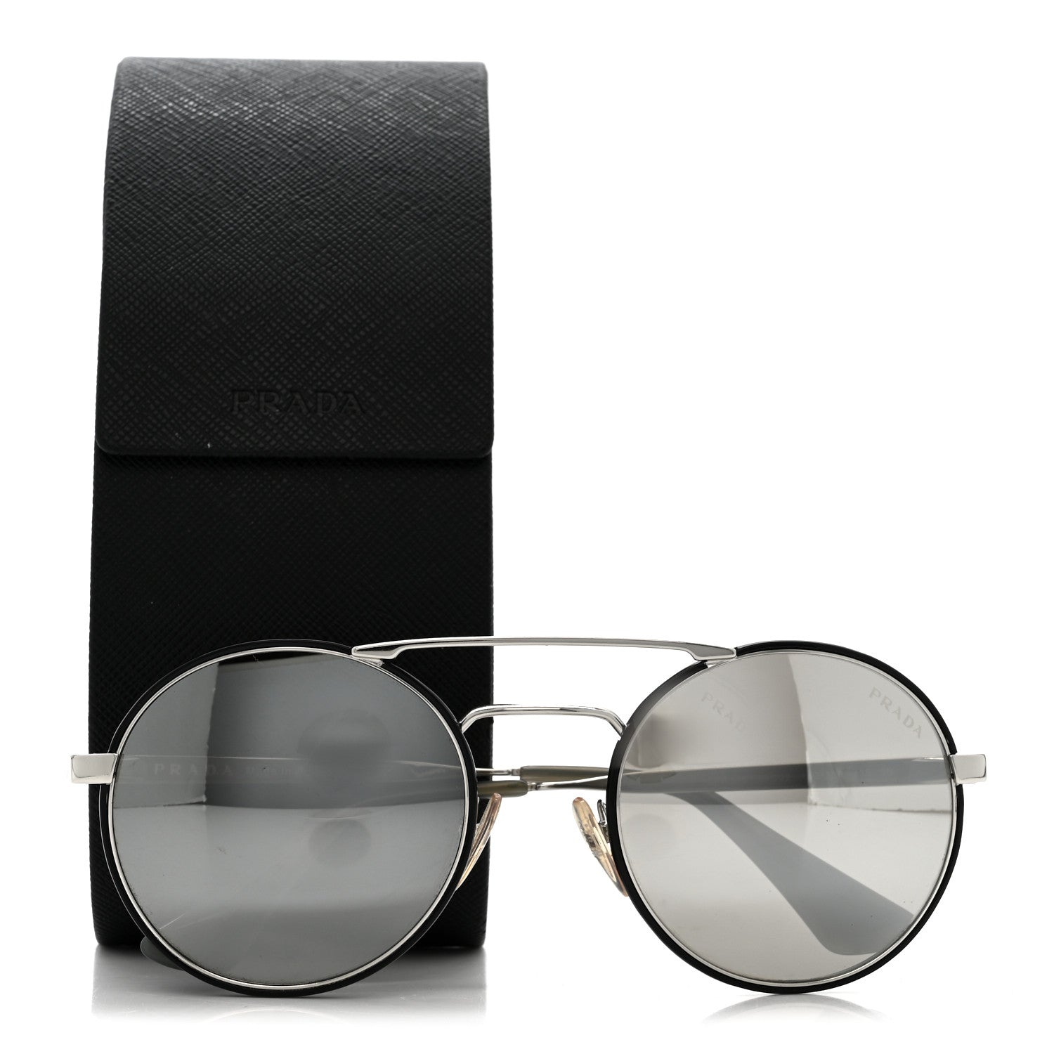Round Sunglasses SPR 51S Black Silver