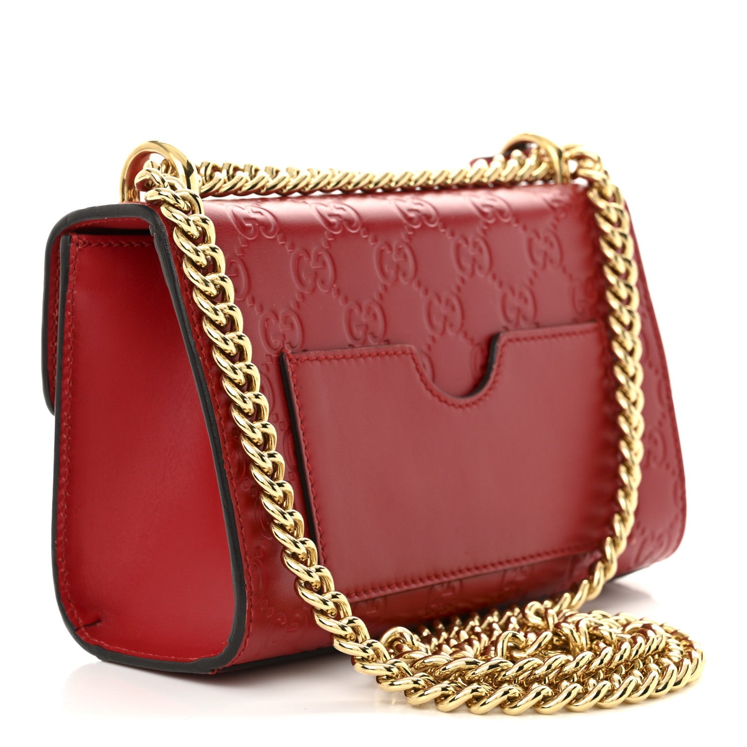 Guccissima Small Padlock Shoulder Bag Hibiscus Red