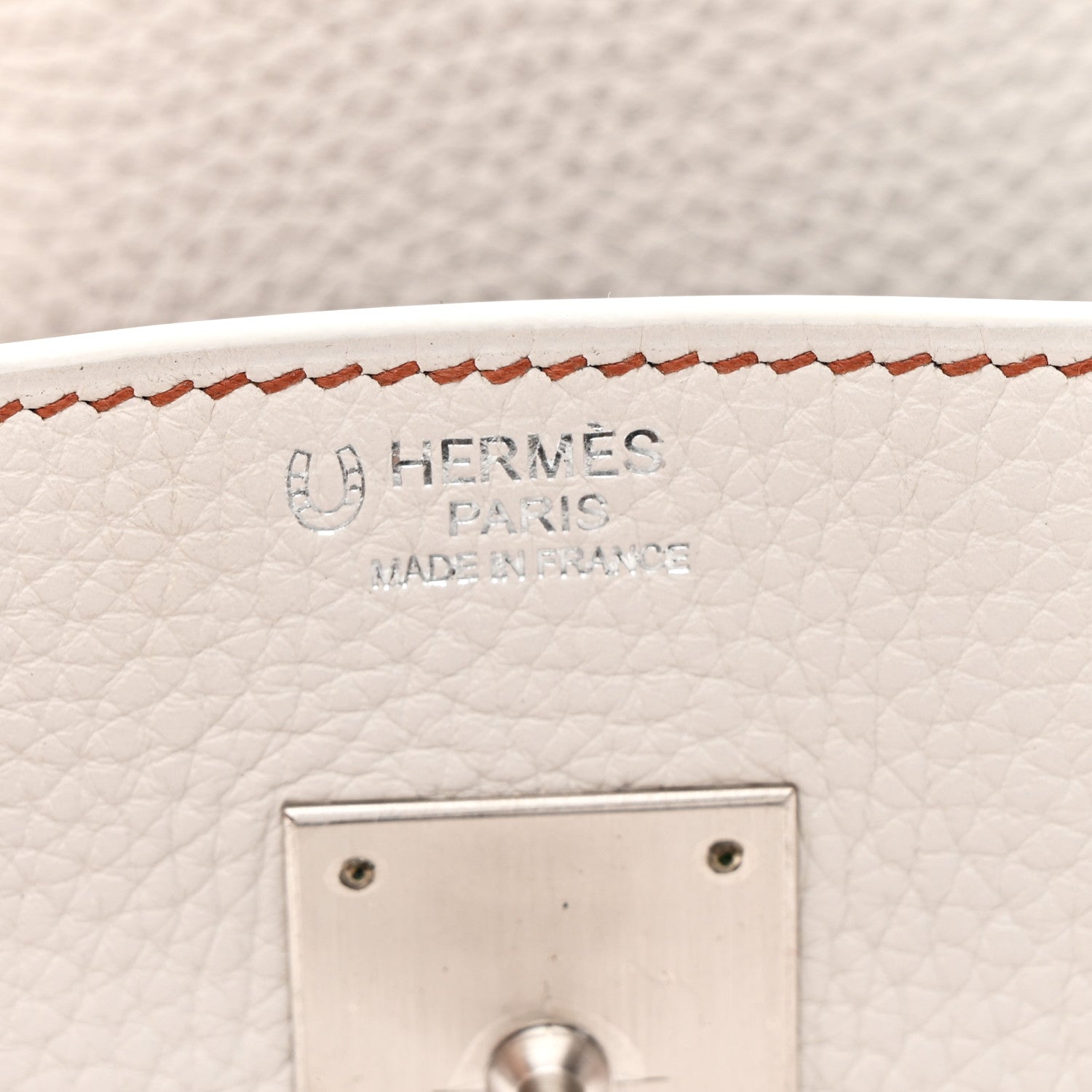 Taurillon Clemence Horseshoe Birkin 30 White Black