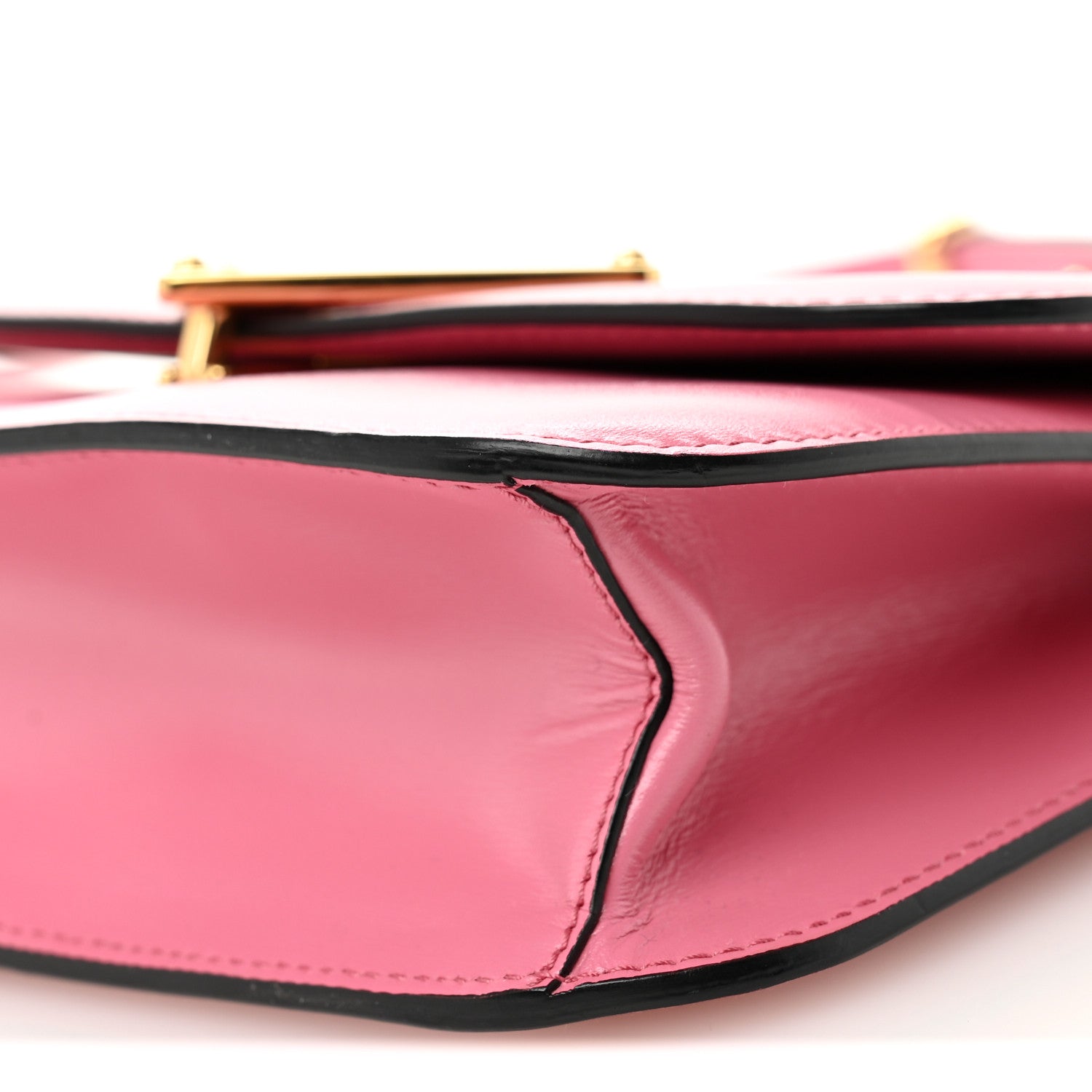 Box Calfskin Triangle Embleme Flap Shoulder Bag Begonia