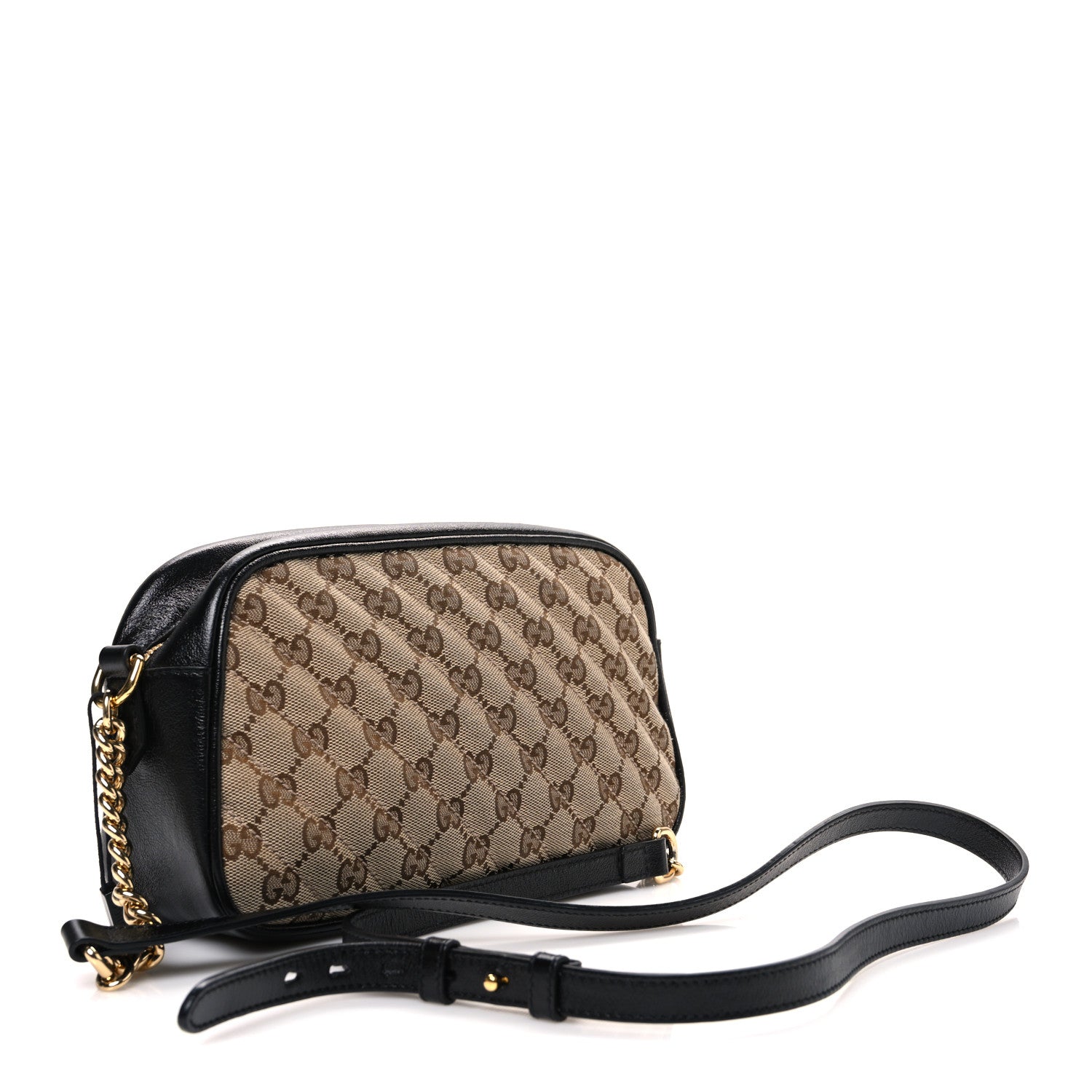 Monogram Matelasse Diagonal Small GG Marmont Chain Shoulder Bag Beige Black