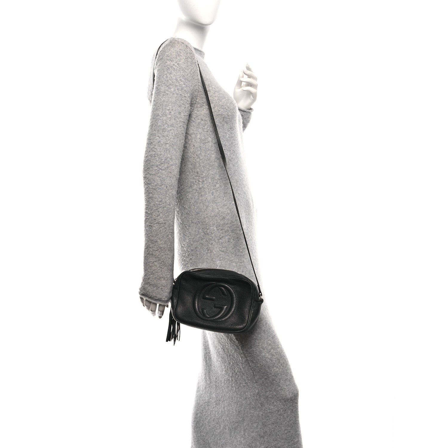Pebbled Calfskin Small Soho Disco Bag Black