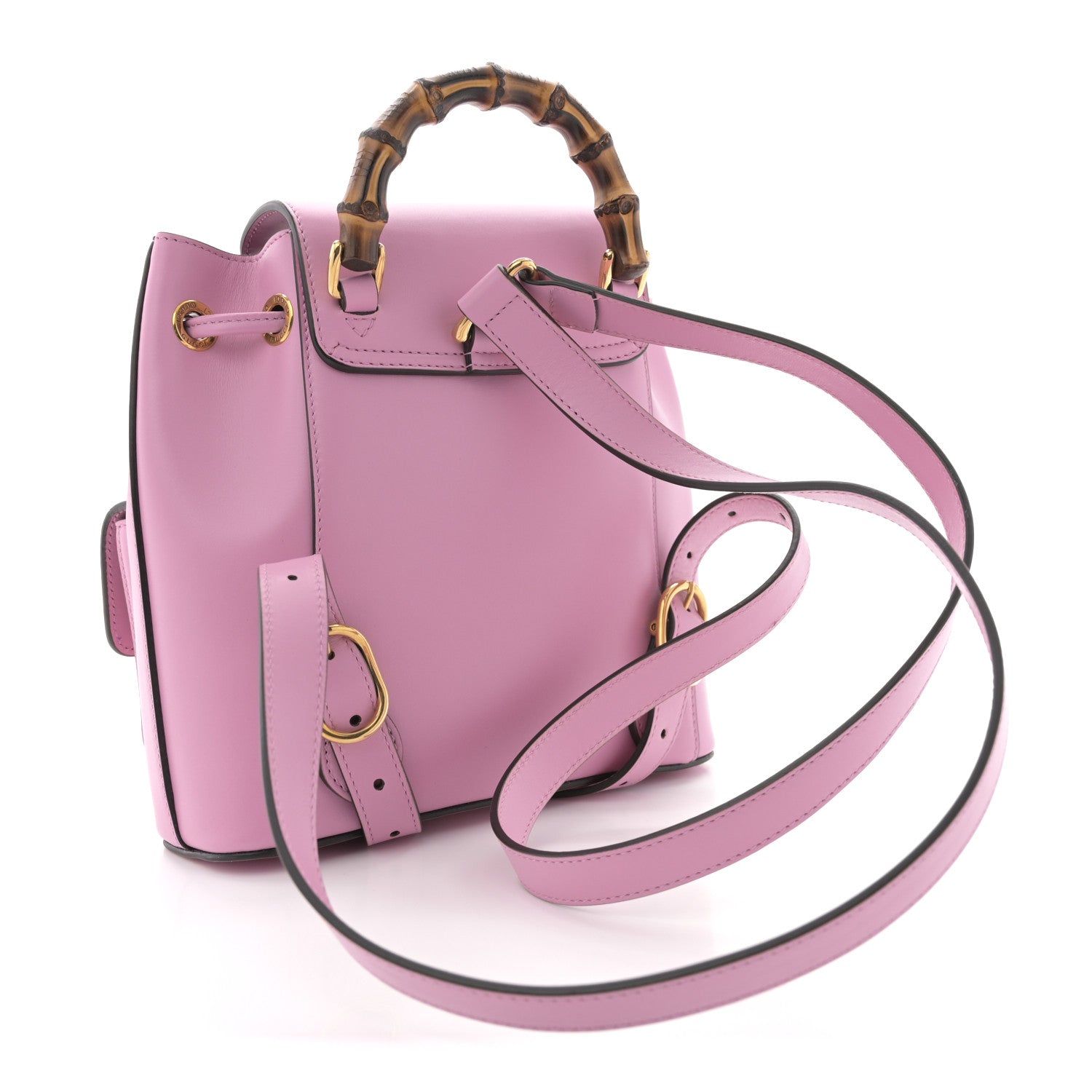 Calfskin Bamboo Backpack Glossy Pink