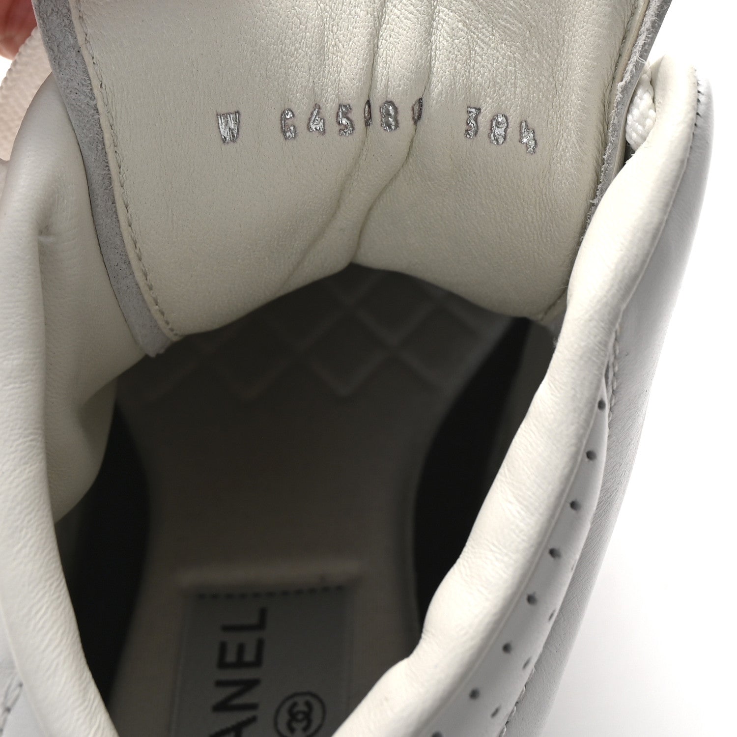 Calfskin CC High Top Sneaker 38.5 White