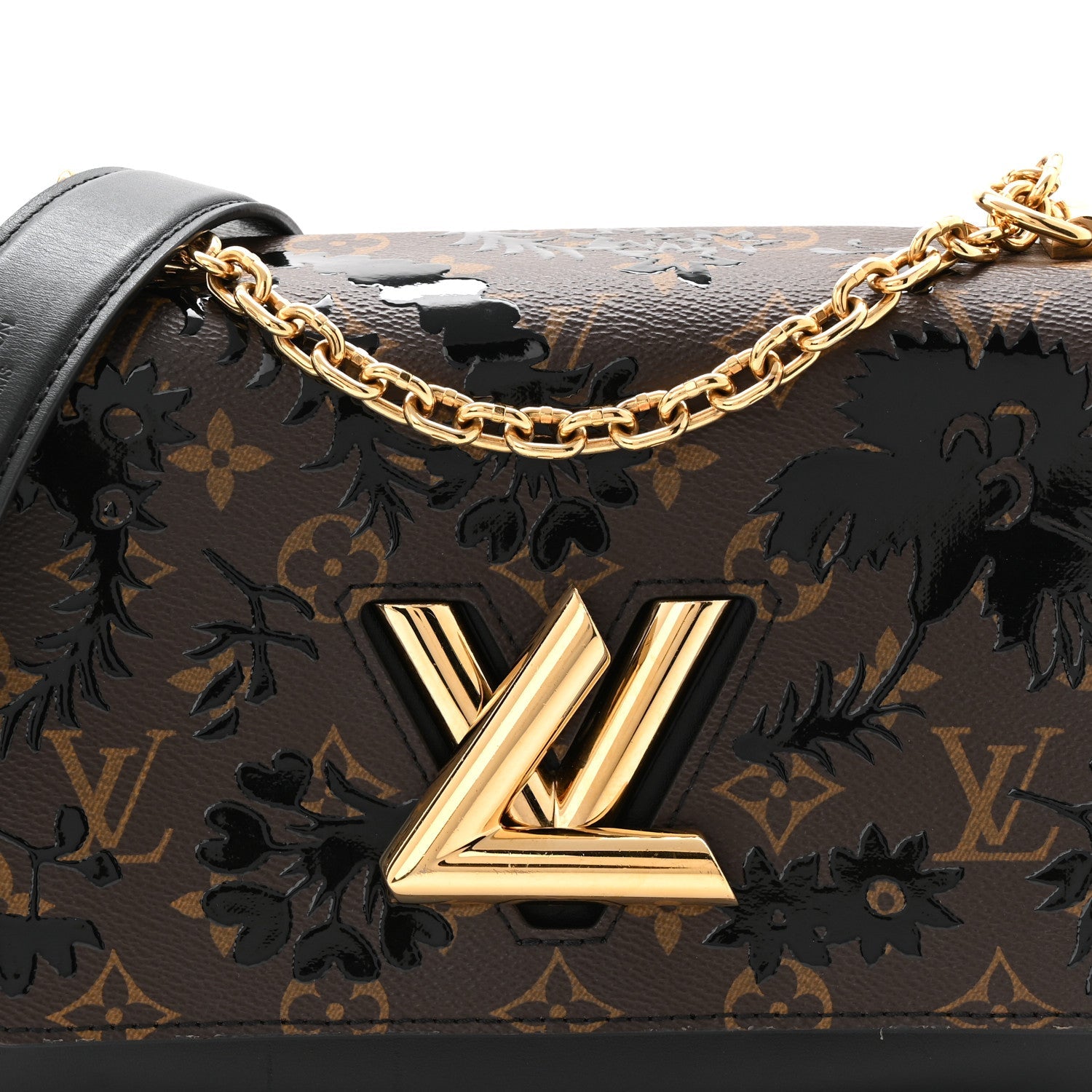 Calfskin Monogram Blossom Twist MM Black