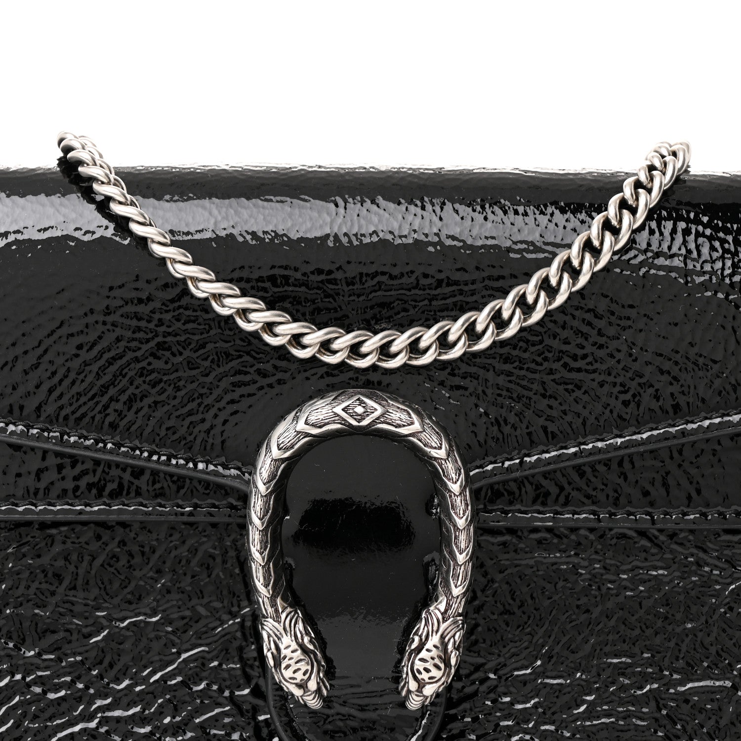 Crinkled Patent Super Mini Dionysus Shoulder Bag Black