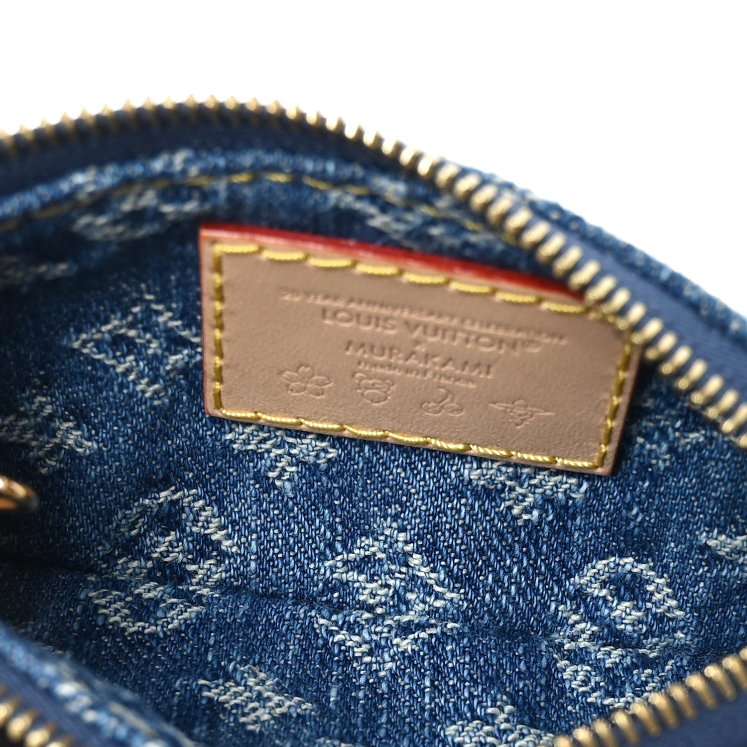 LV X TM Monogram Denim Cerises Key Pouch Blue