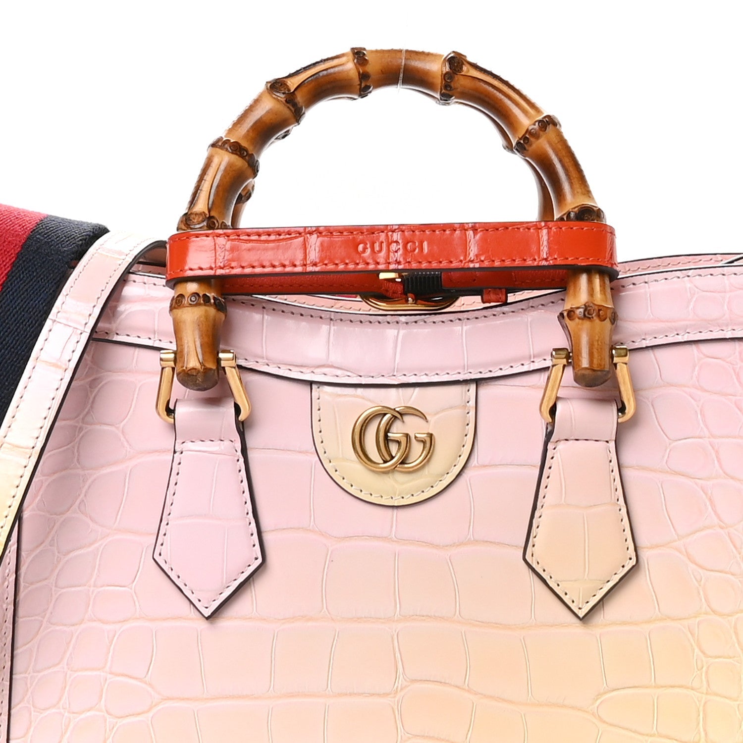 Crocodile Small Diana Tote Pink Multicolor