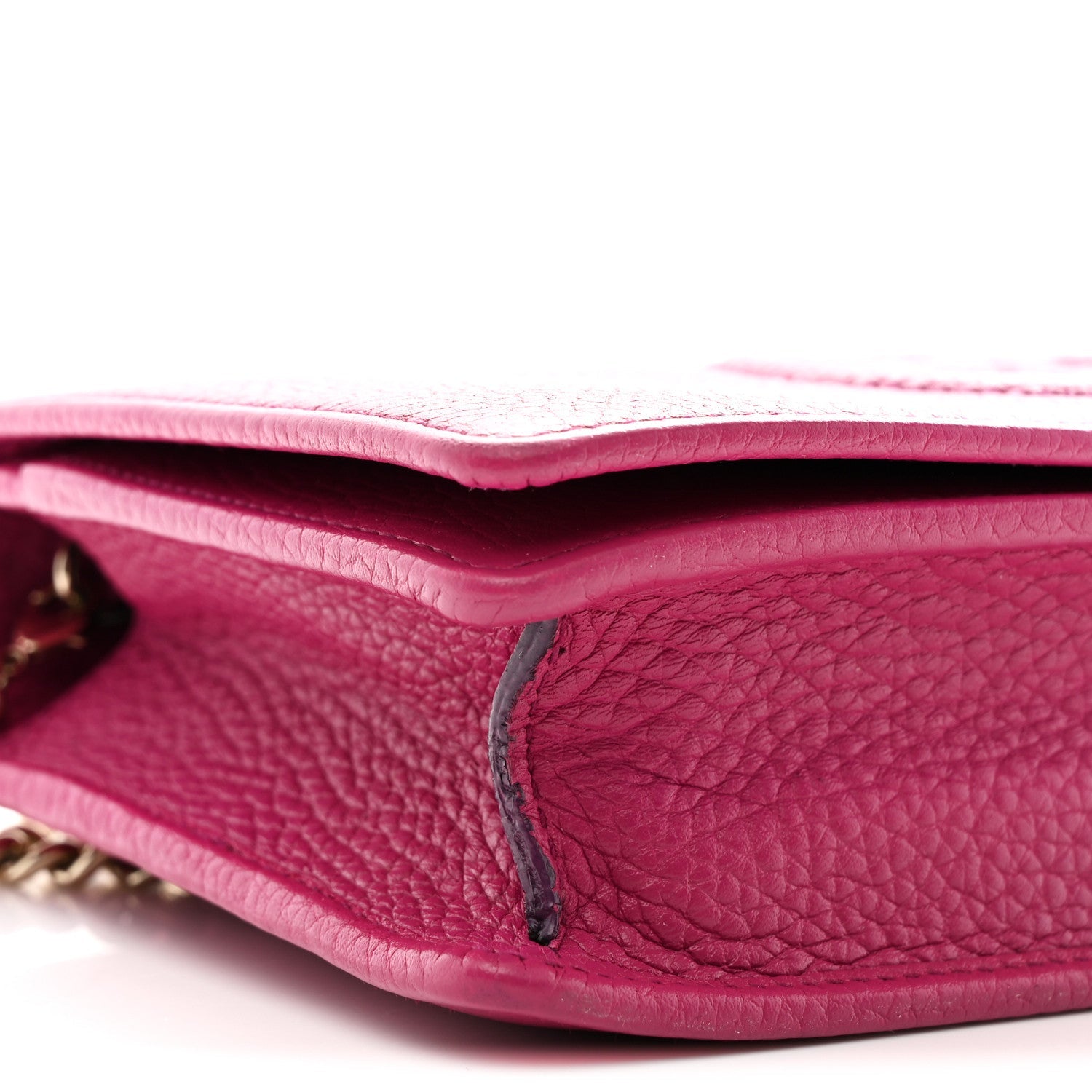Pebbled Calfskin Soho Wallet on Chain Bright Bougainvillea