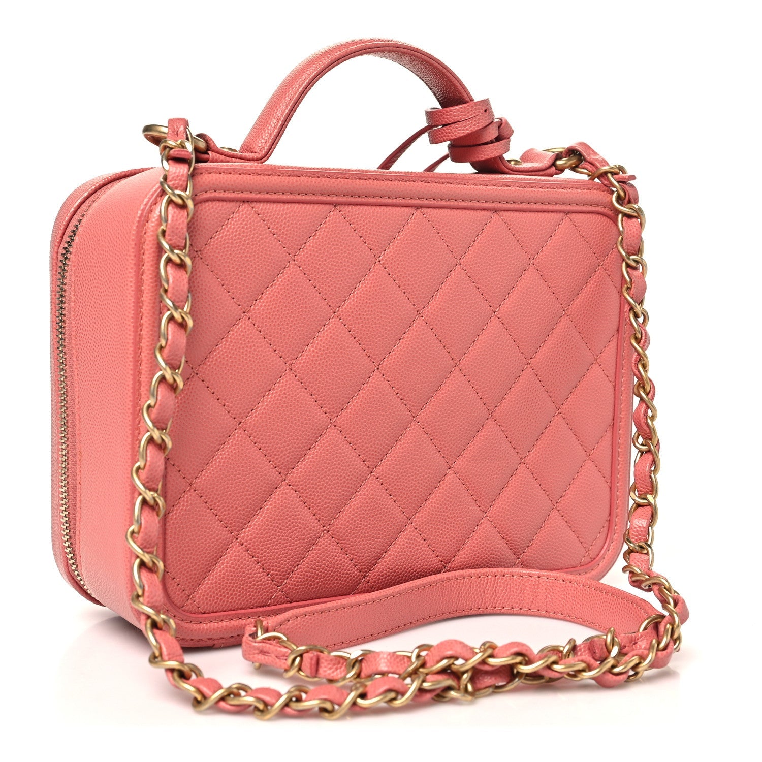 Caviar Quilted Medium CC Filigree Vanity Case Pink