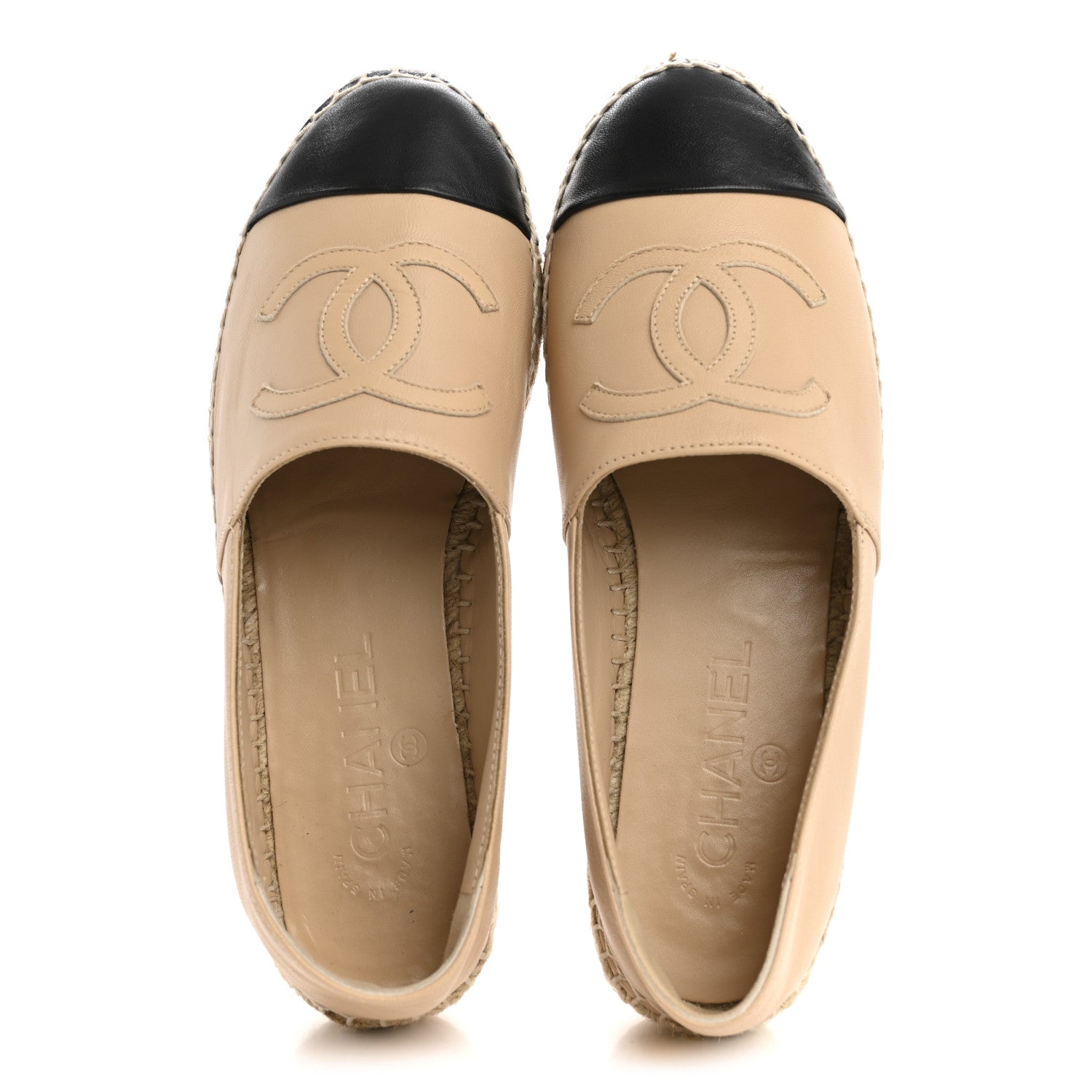 Lambskin CC Espadrilles 36 Beige Black