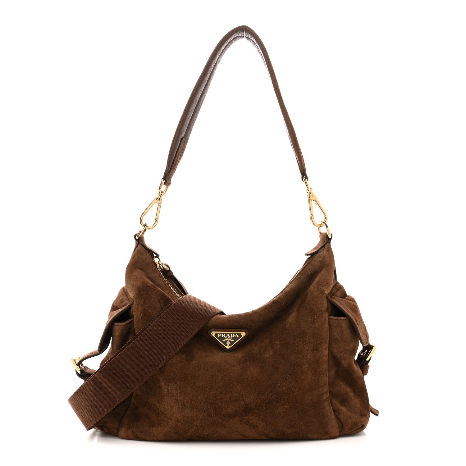 Suede Large Explore Shoulder Bag Cocoa Brown