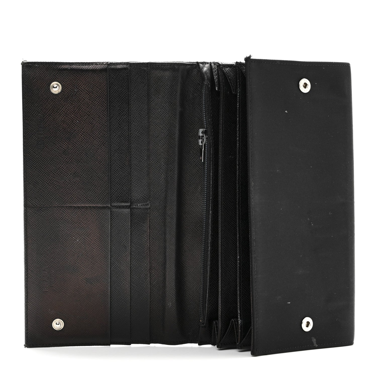 Tessuto Nylon Continental Flap Wallet Black