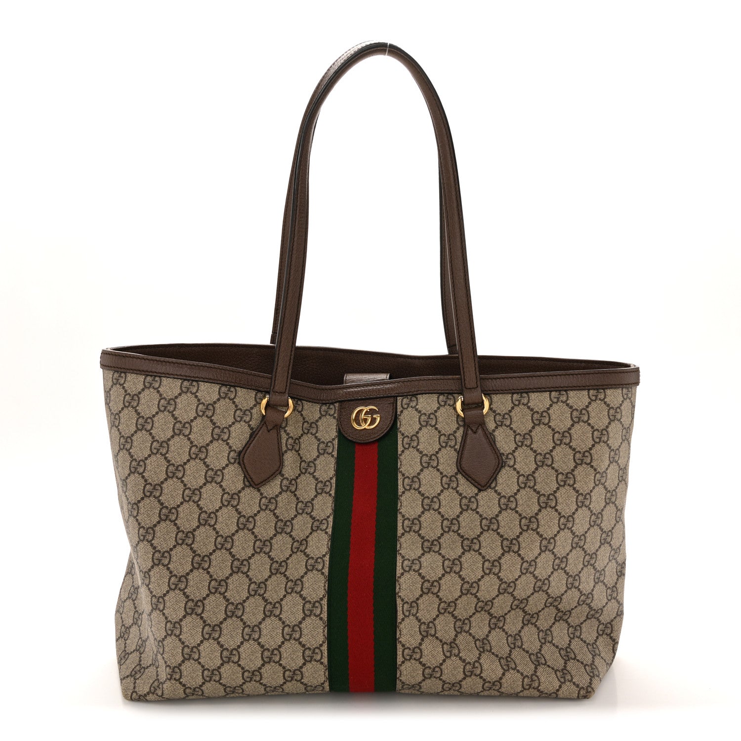 GG Supreme Monogram Medium Ophidia Shopping Tote Brown