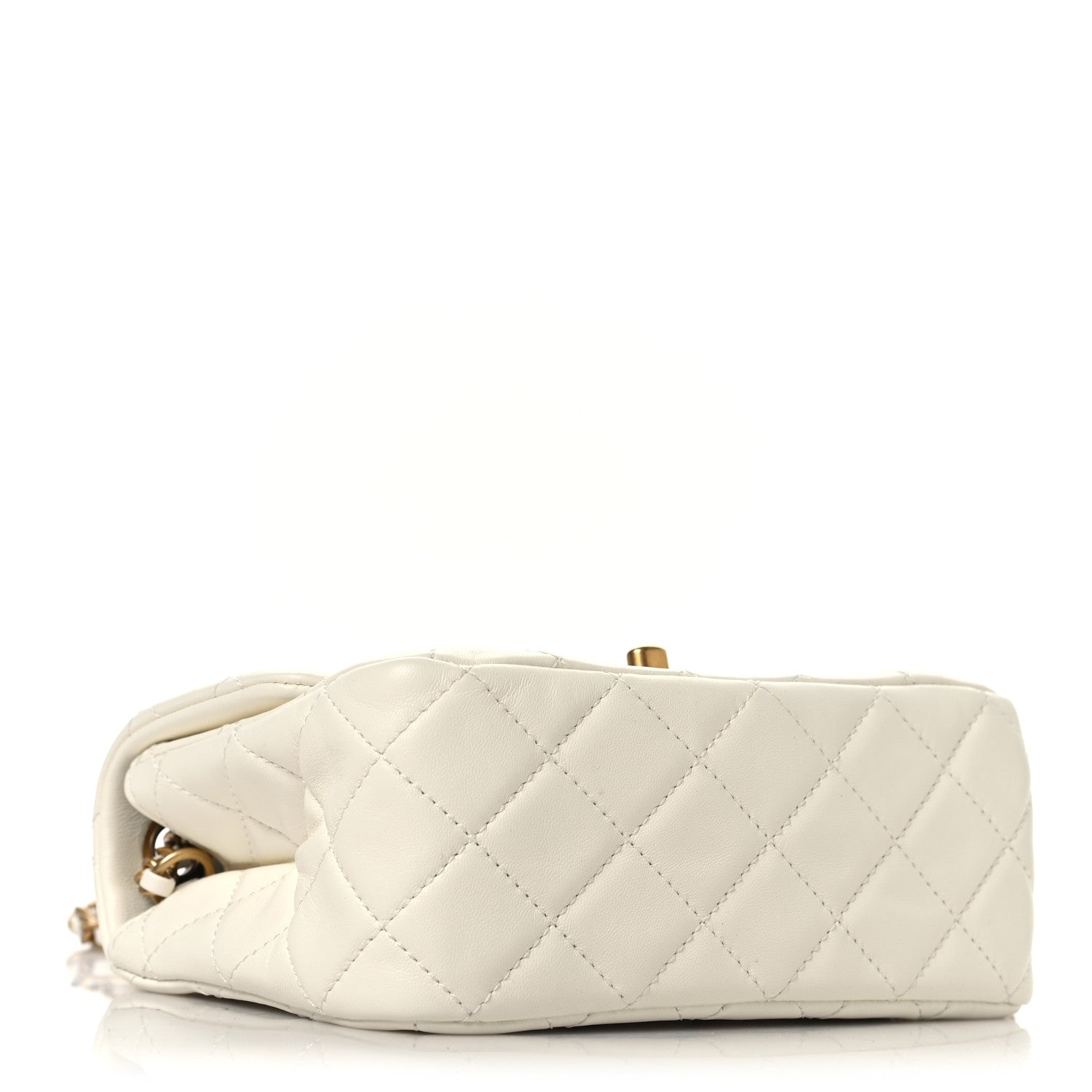 Lambskin Quilted Mini Pearl Crush Flap White