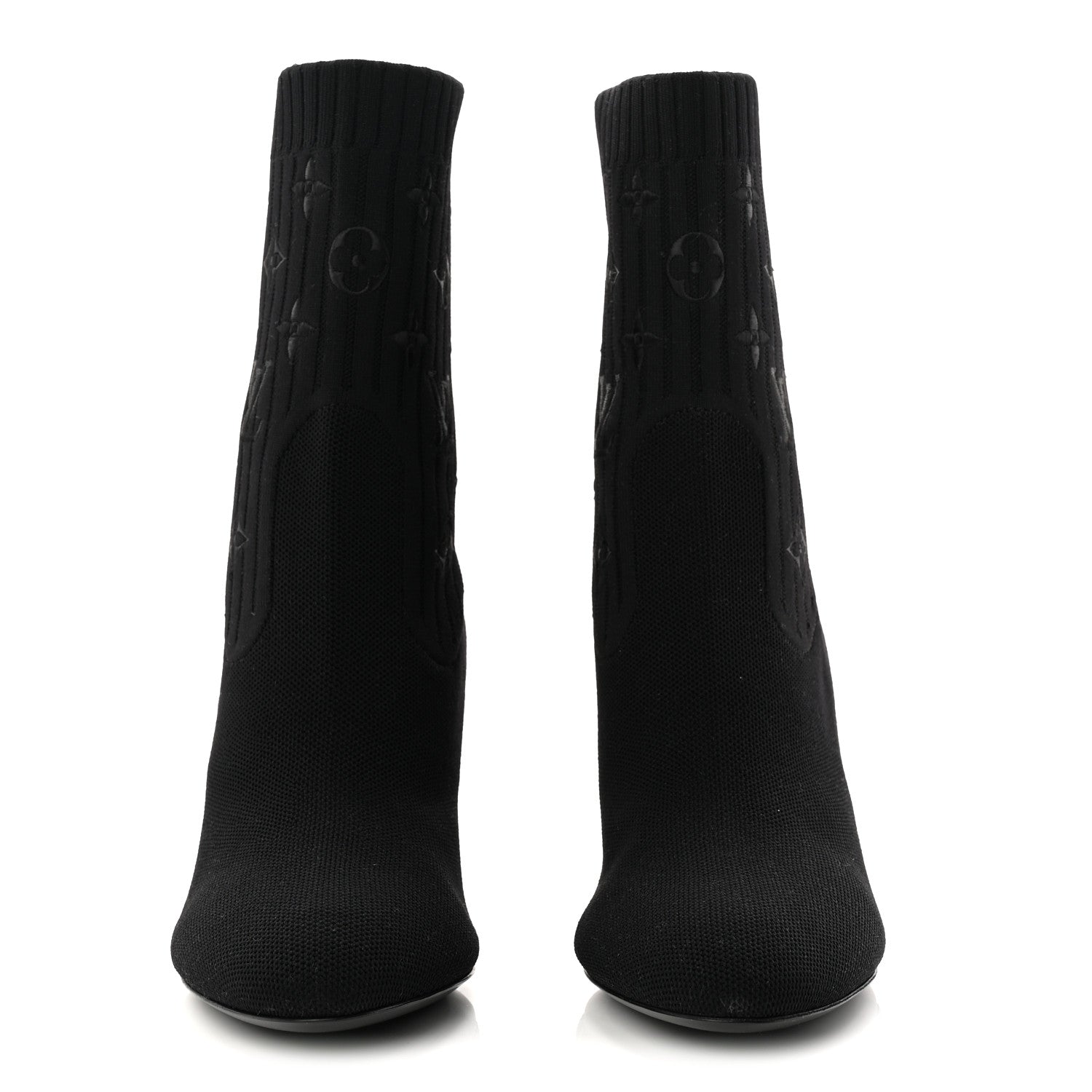 Monogram Stretch Fabric Silhouette Ankle Boots 39 Black