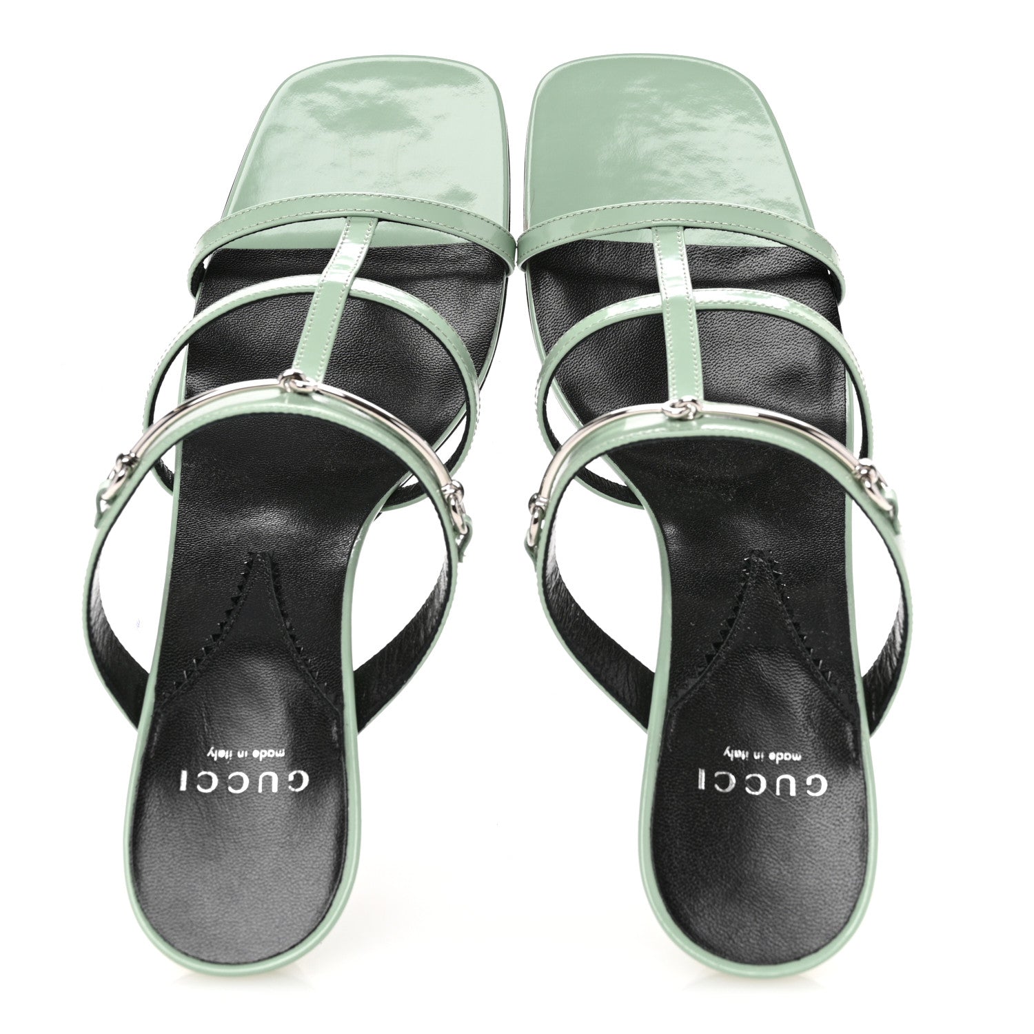 Regent Calfskin Horsebit Mid Heel Sandals 39.5 Pacific Green