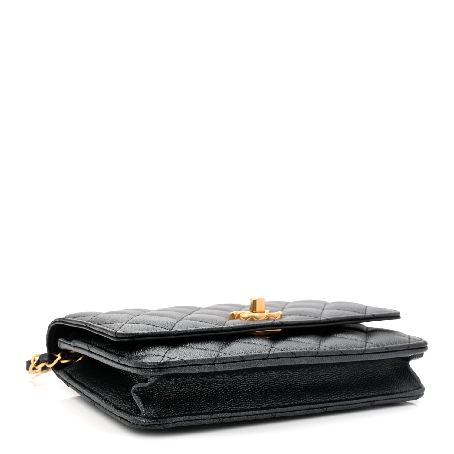 Caviar Quilted CC Turnlock Wallet On Chain WOC Black