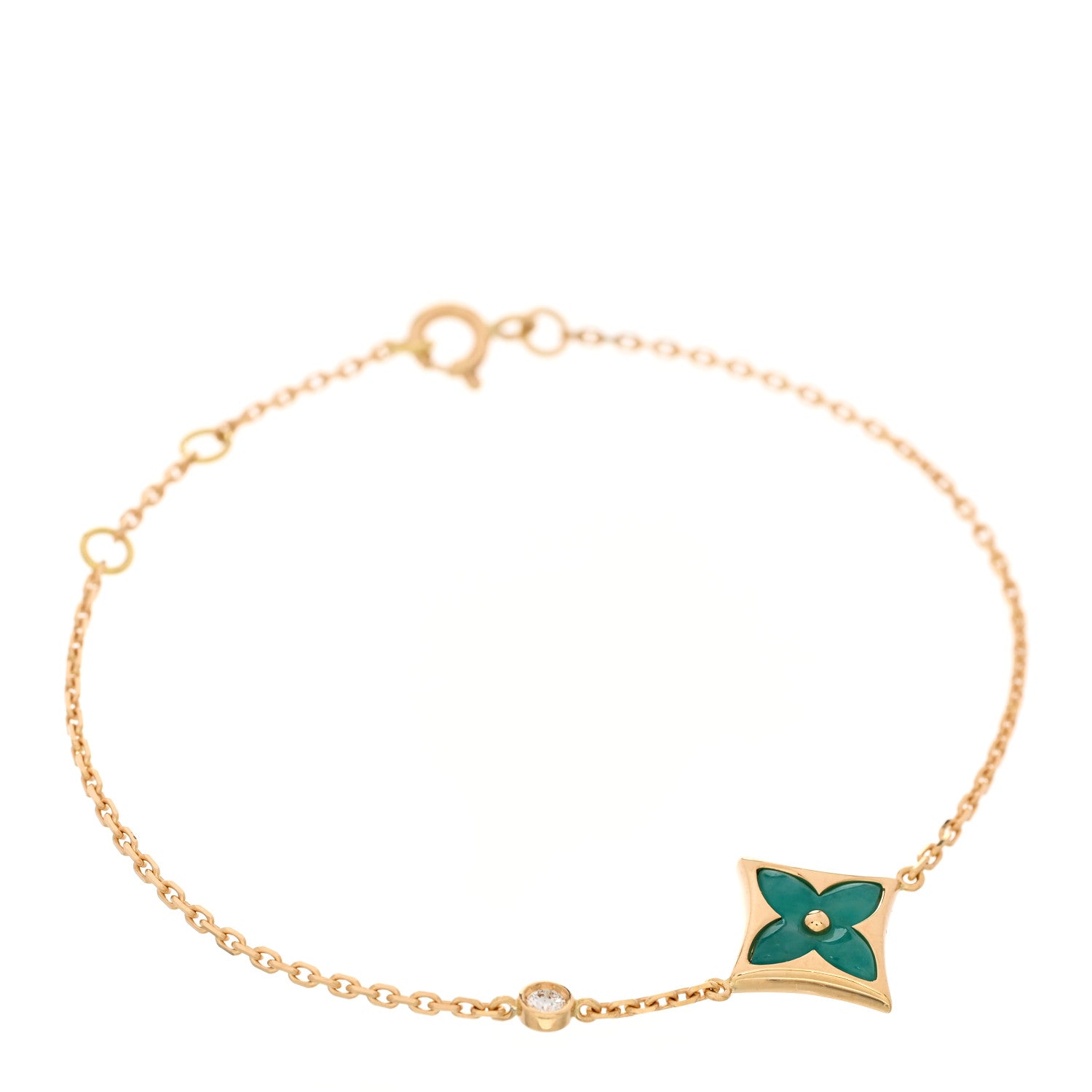 18K Yellow Gold Diamond Amazonite Color Blossom BB Star Bracelet