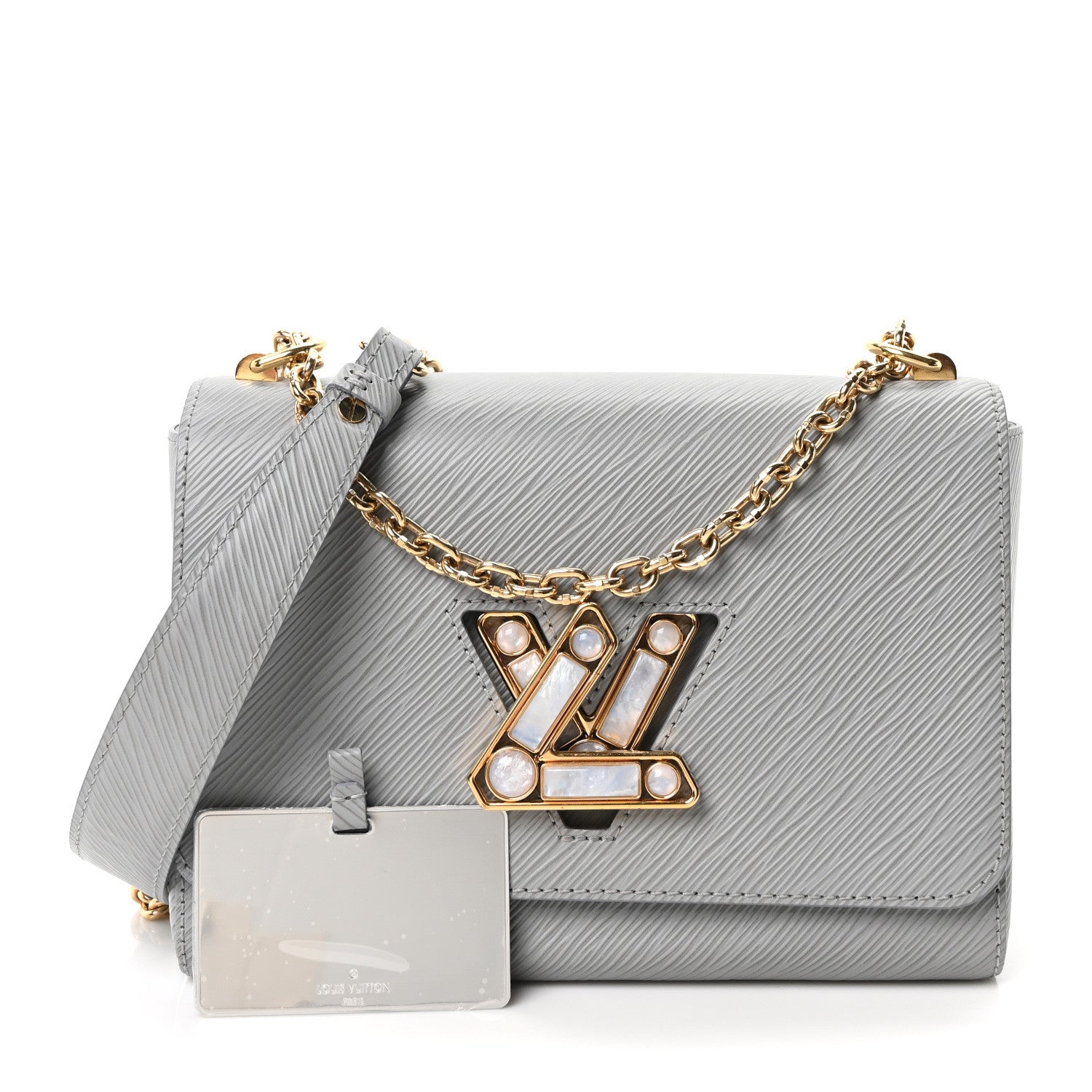 Epi Moonstone Twist Shoulder Bag MM Grey