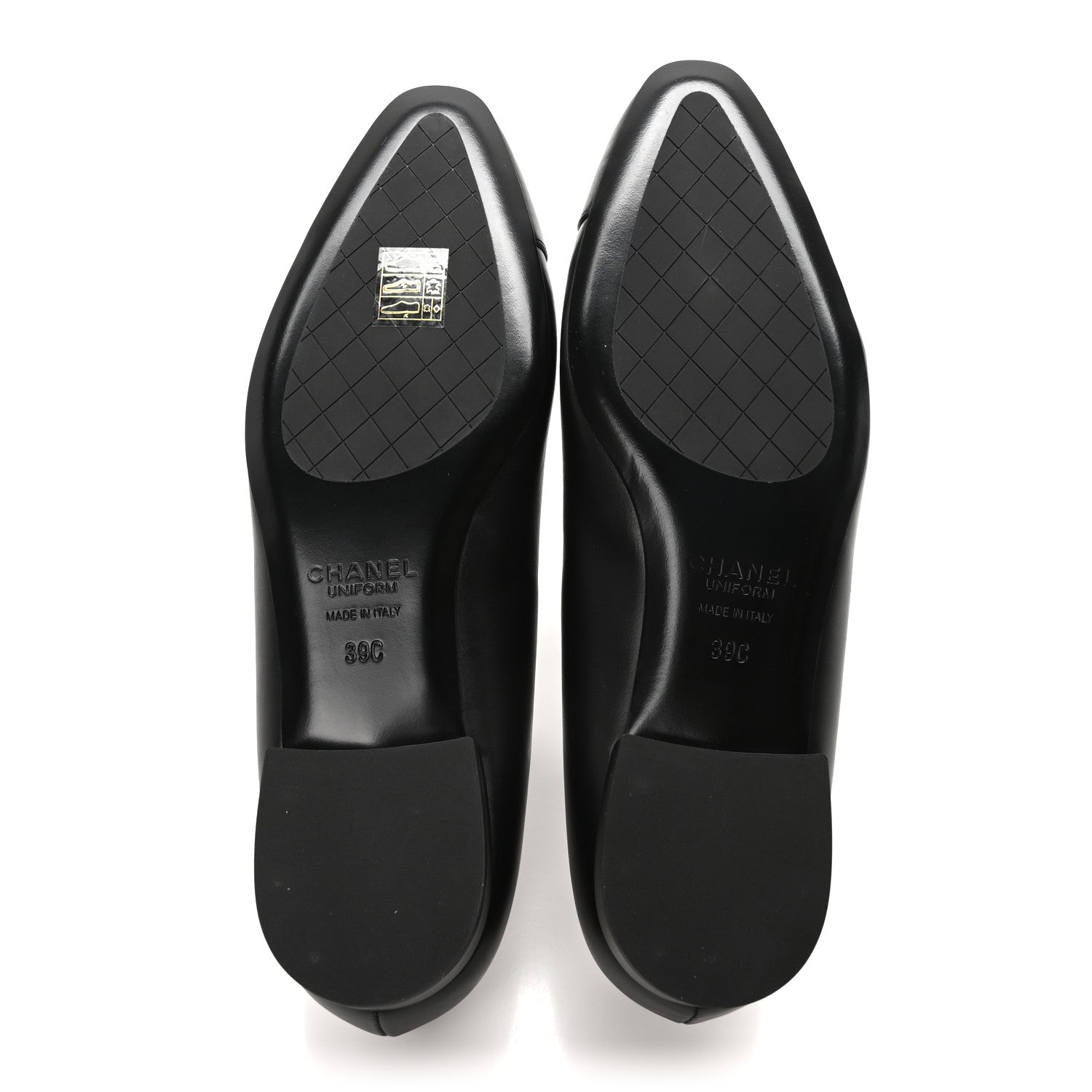 Lambskin Cap Toe Ballerina Flats 39 Black