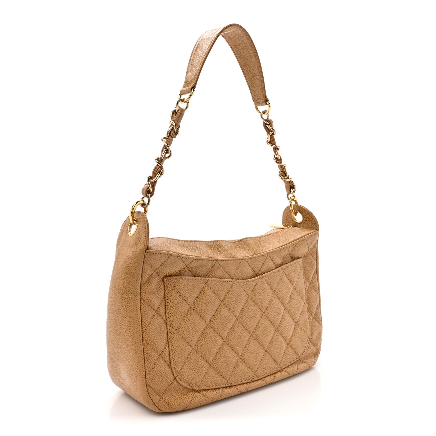 Caviar Quilted Timeless CC Shoulder Bag Beige