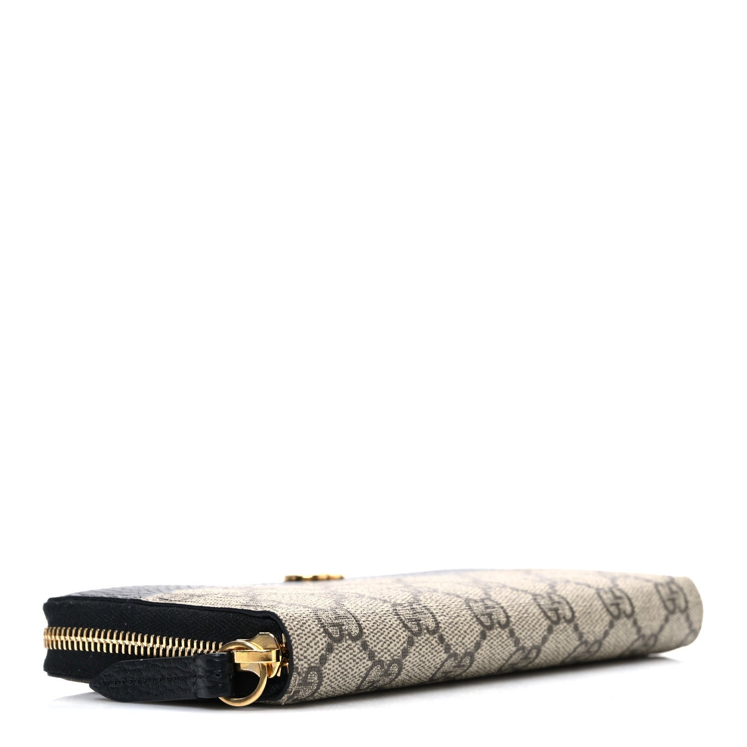 Dollar Calfskin GG Supreme Monogram GG Marmont Zip Around Wallet Black Beige Ebony