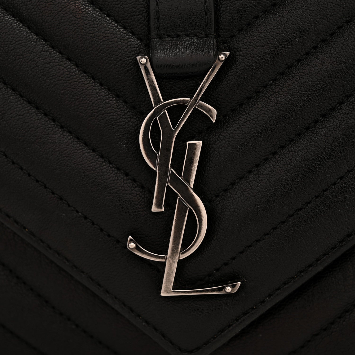 Sheepskin Matelasse Chevron Monogram Medium College Bag Black