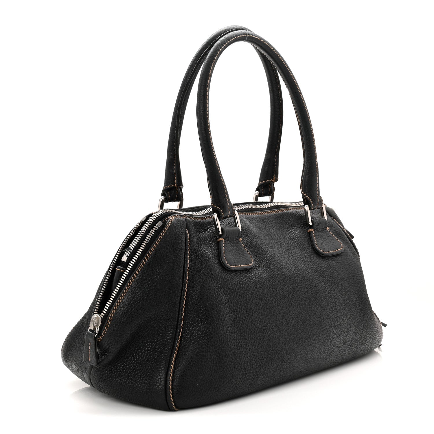 Calfskin Large Tassel Bowler Black