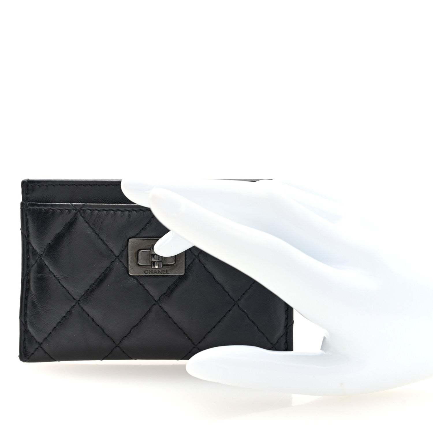 Aged Calfskin Quilted Reissue Card Holder So Black