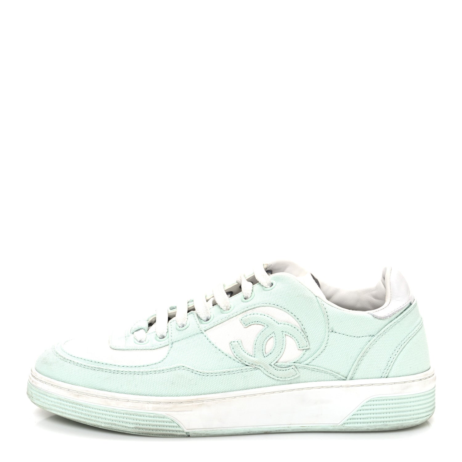 Cotton Sneakers 39 Light Turquoise White