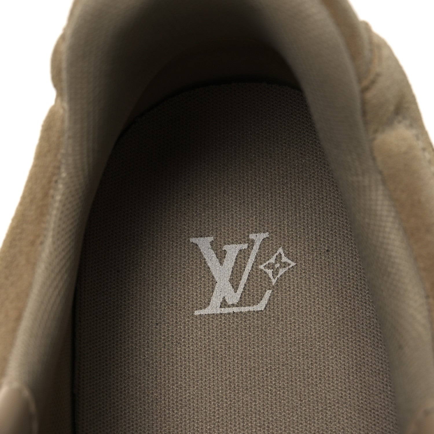 Calfskin Suede Mens LV Foot Print Soccer Sneakers 10 Beige