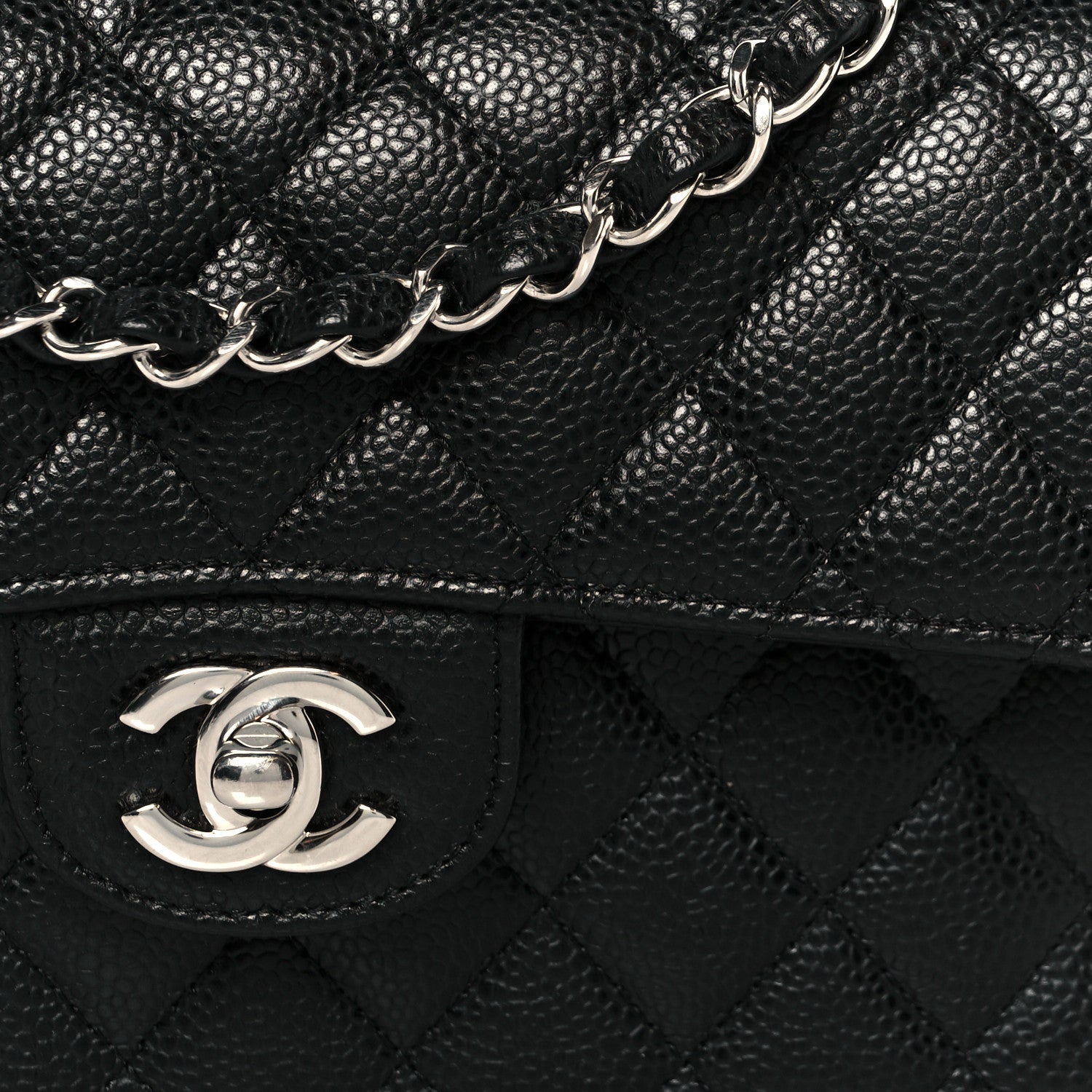 Caviar Quilted Small Double Flap Black