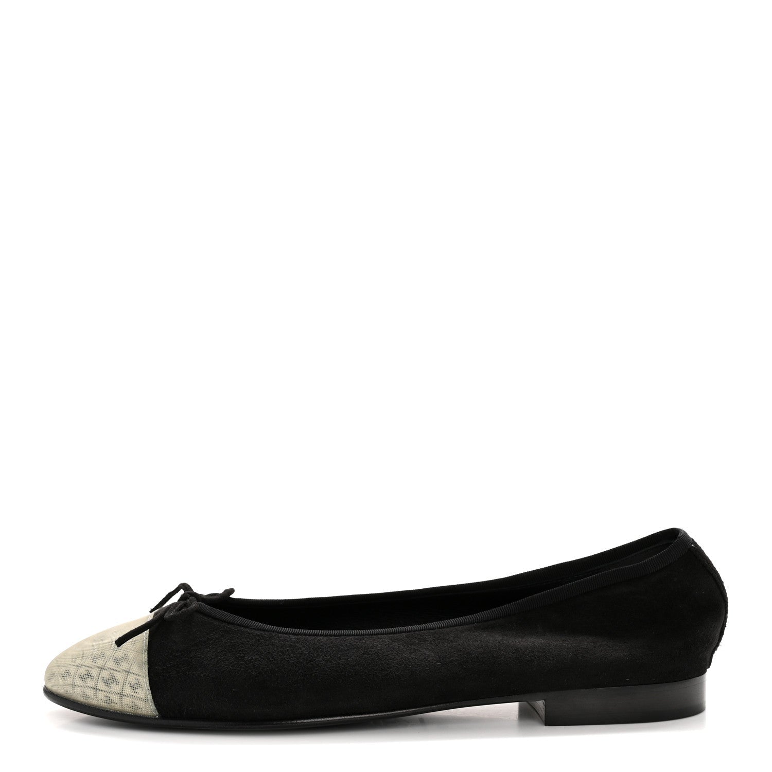 Kid Suede Hologram Cap Toe CC Ballerina Flats 40 Black White
