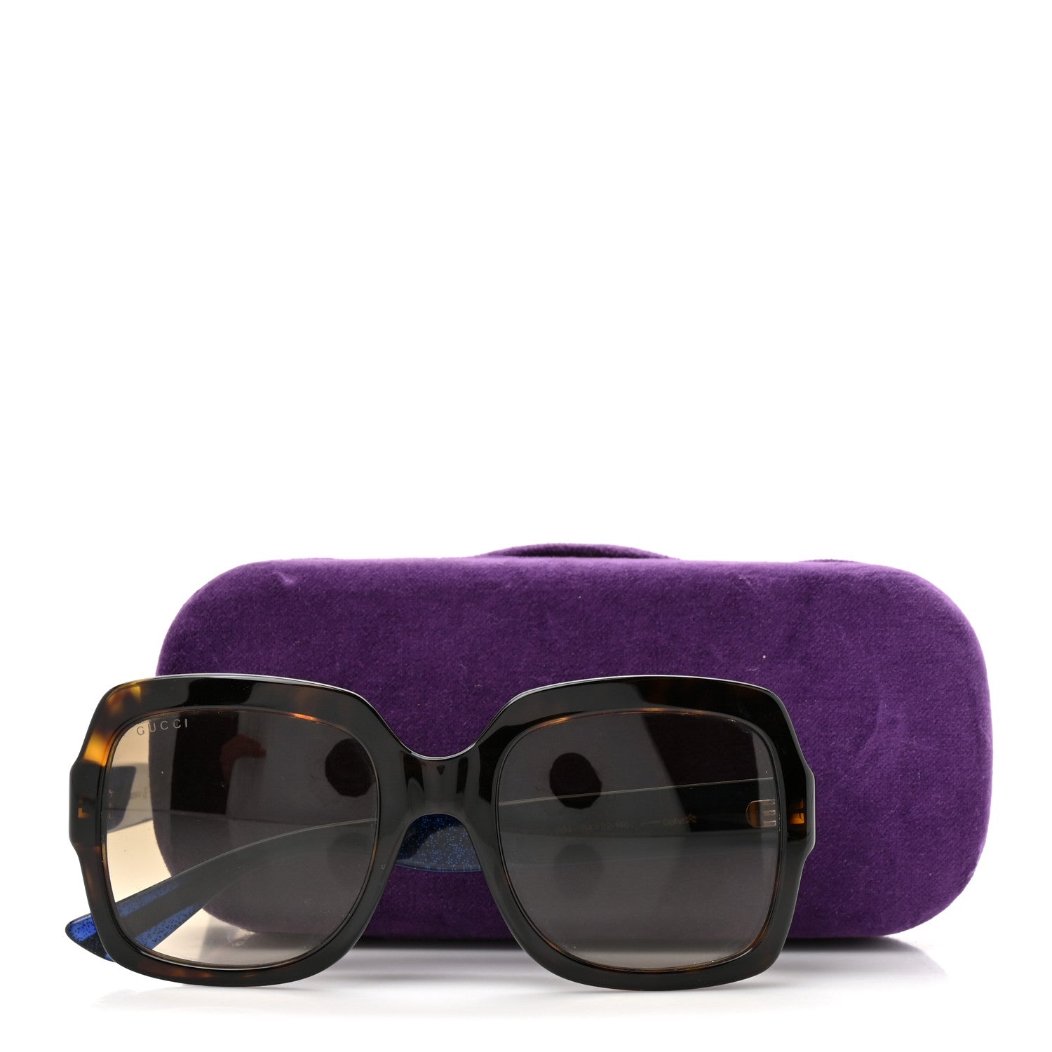 Acetate Square Frame Web Glitter Sunglasses GG0036S Brown Blue