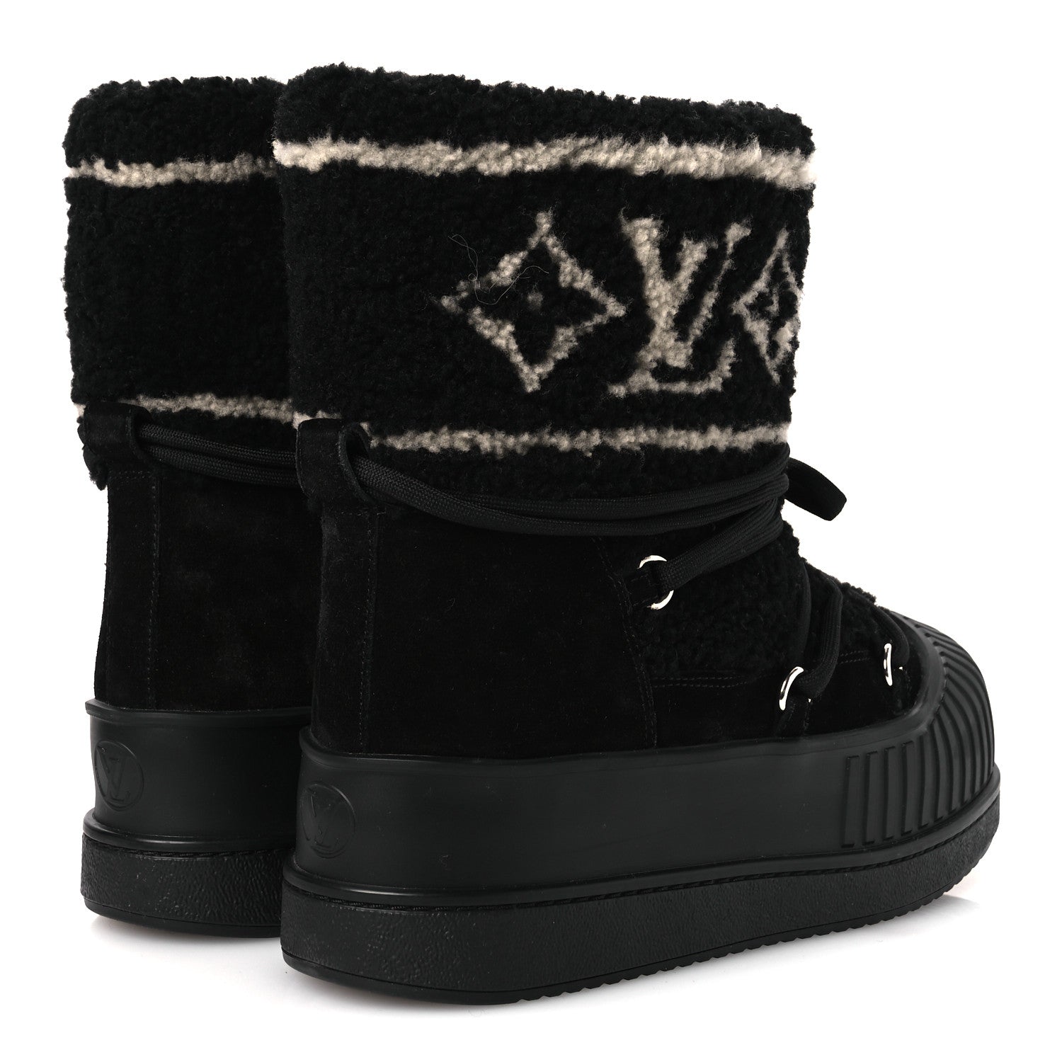 Suede Shearling Polar Flat Half Boots 40 Black
