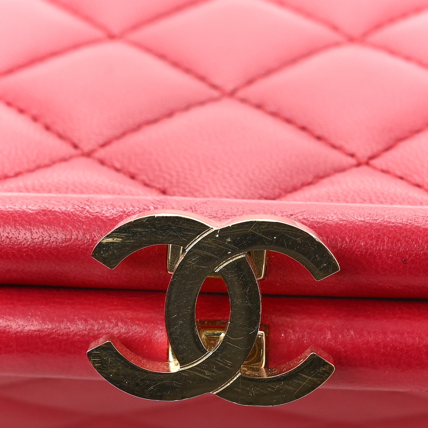 Lambskin Quilted Timeless Clutch Fuchsia