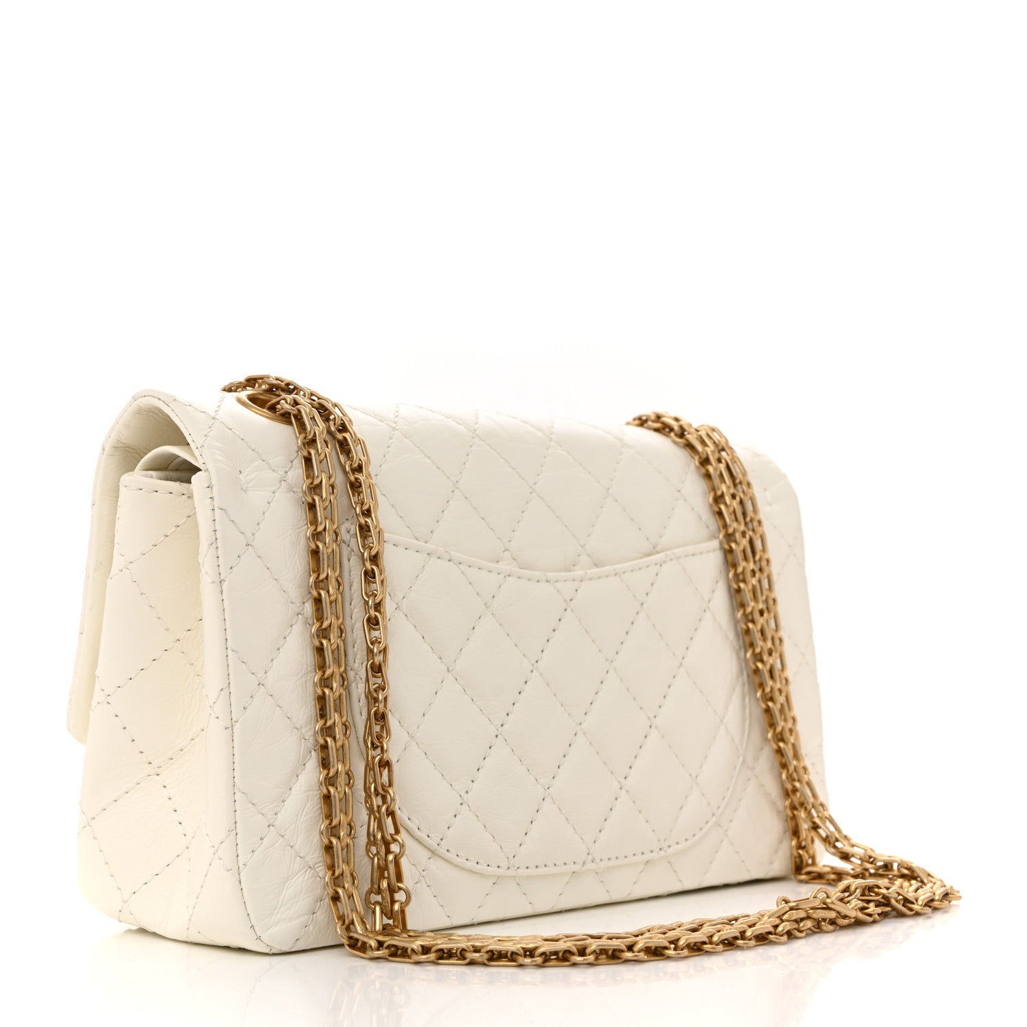 Aged Calfskin Quilted 2.55 Reissue 225 Flap White