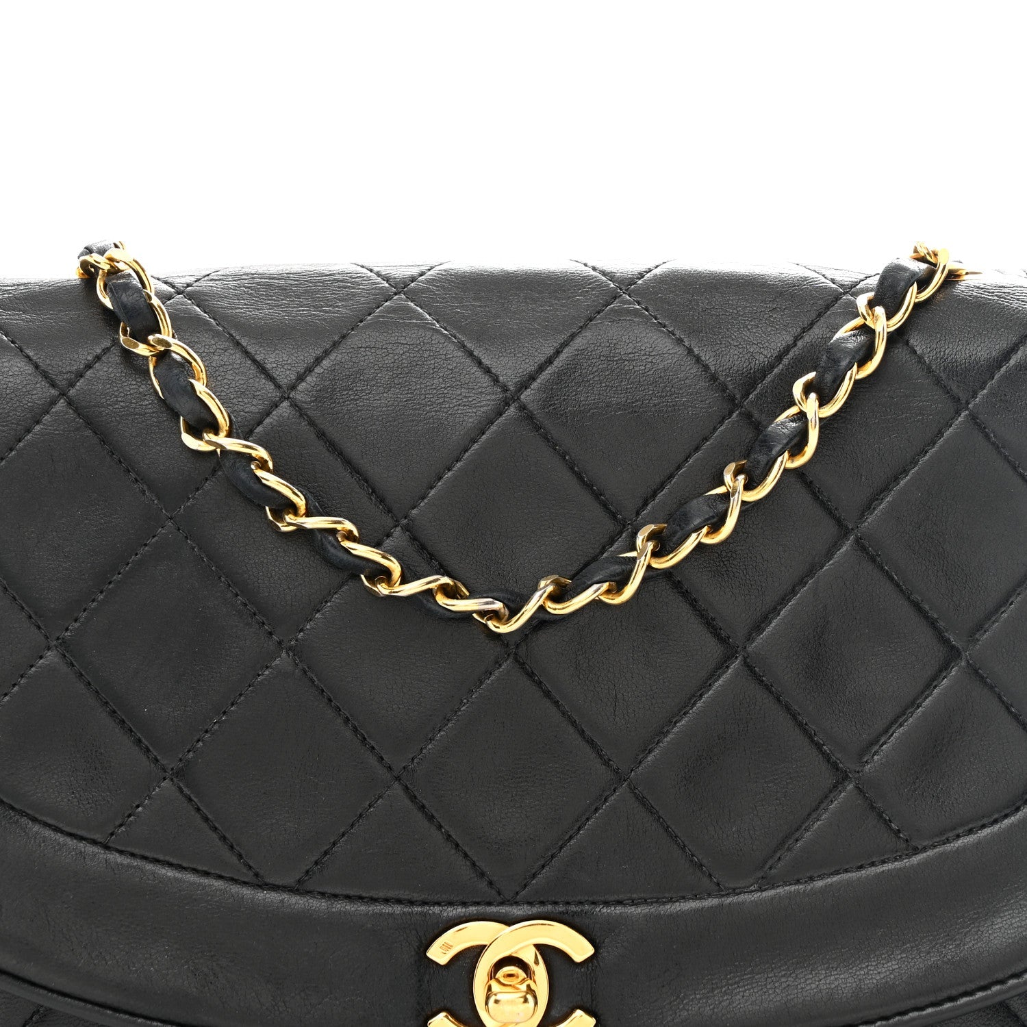 Lambskin Quilted Medium Single Flap Black