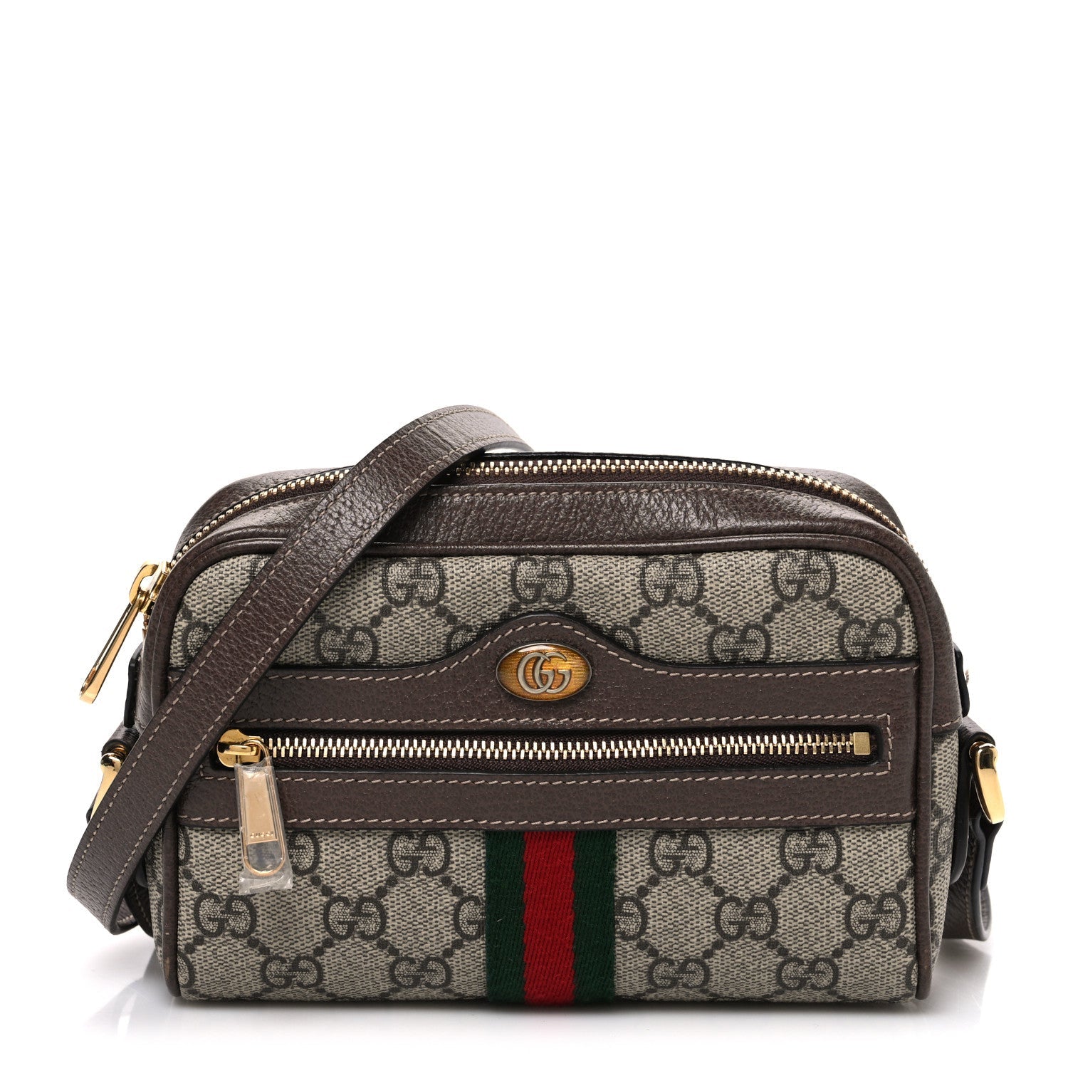 GG Supreme Monogram Web Mini Ophidia Shoulder Bag Brown