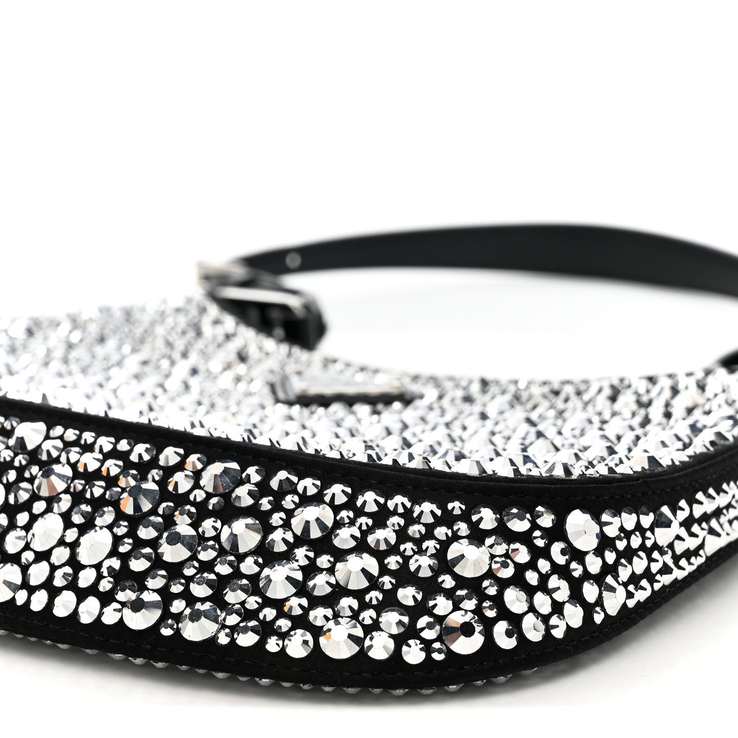 Satin Crystal Cleo Adjustable Strap Shoulder Bag Metal