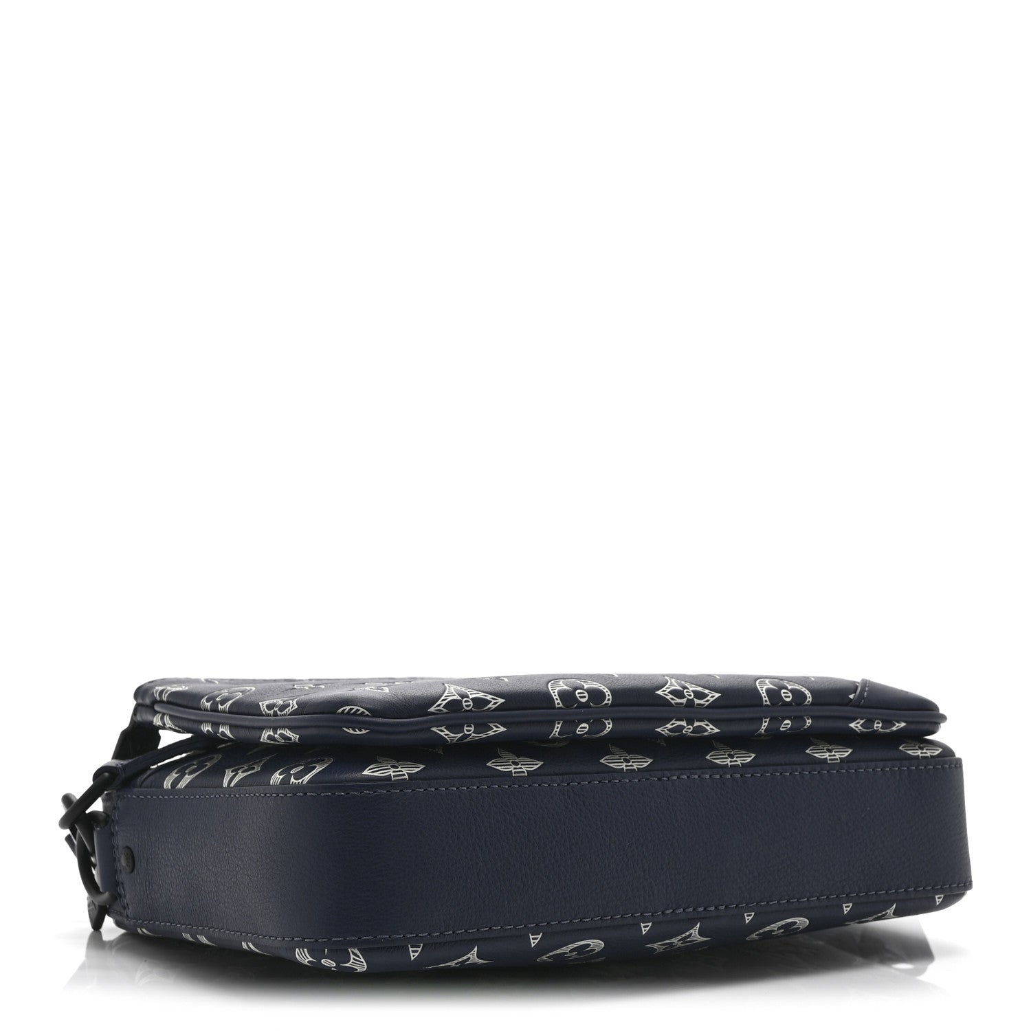 Calfskin Monogram Shadow Trio Messenger Navy White