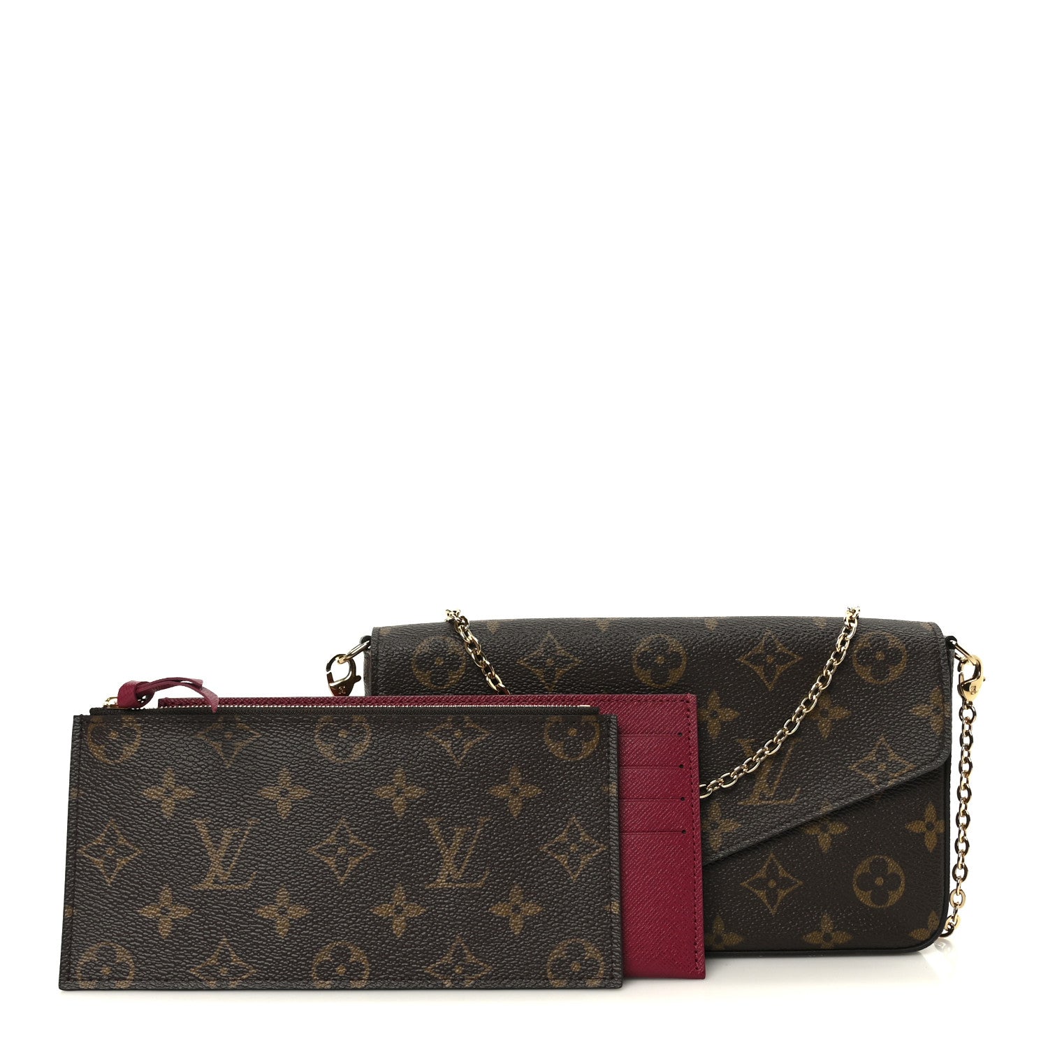 Monogram Pochette Felicie Chain Wallet Fuchsia