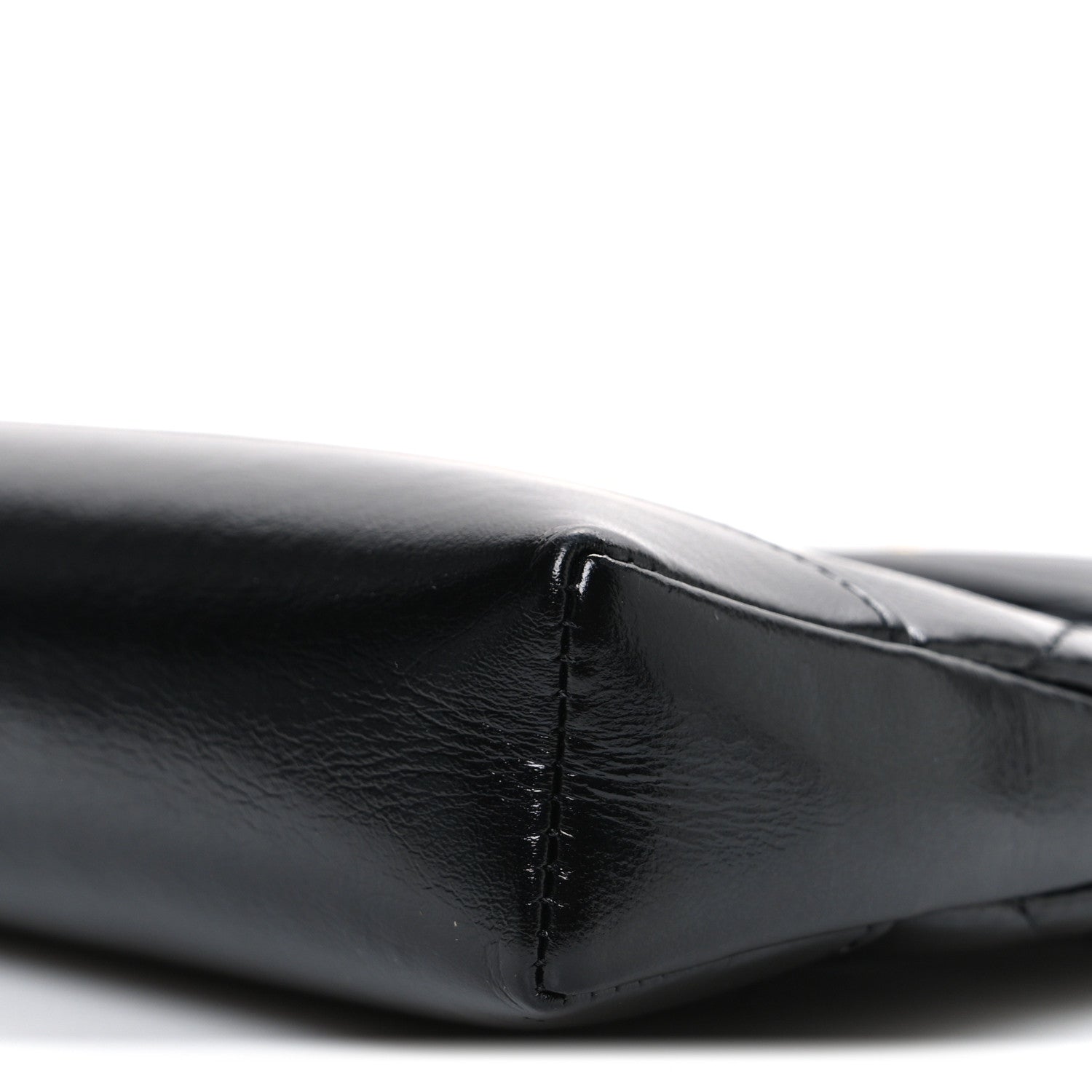 Shiny Crumpled Calfskin Quilted Nano 31 Shopping Bag Black