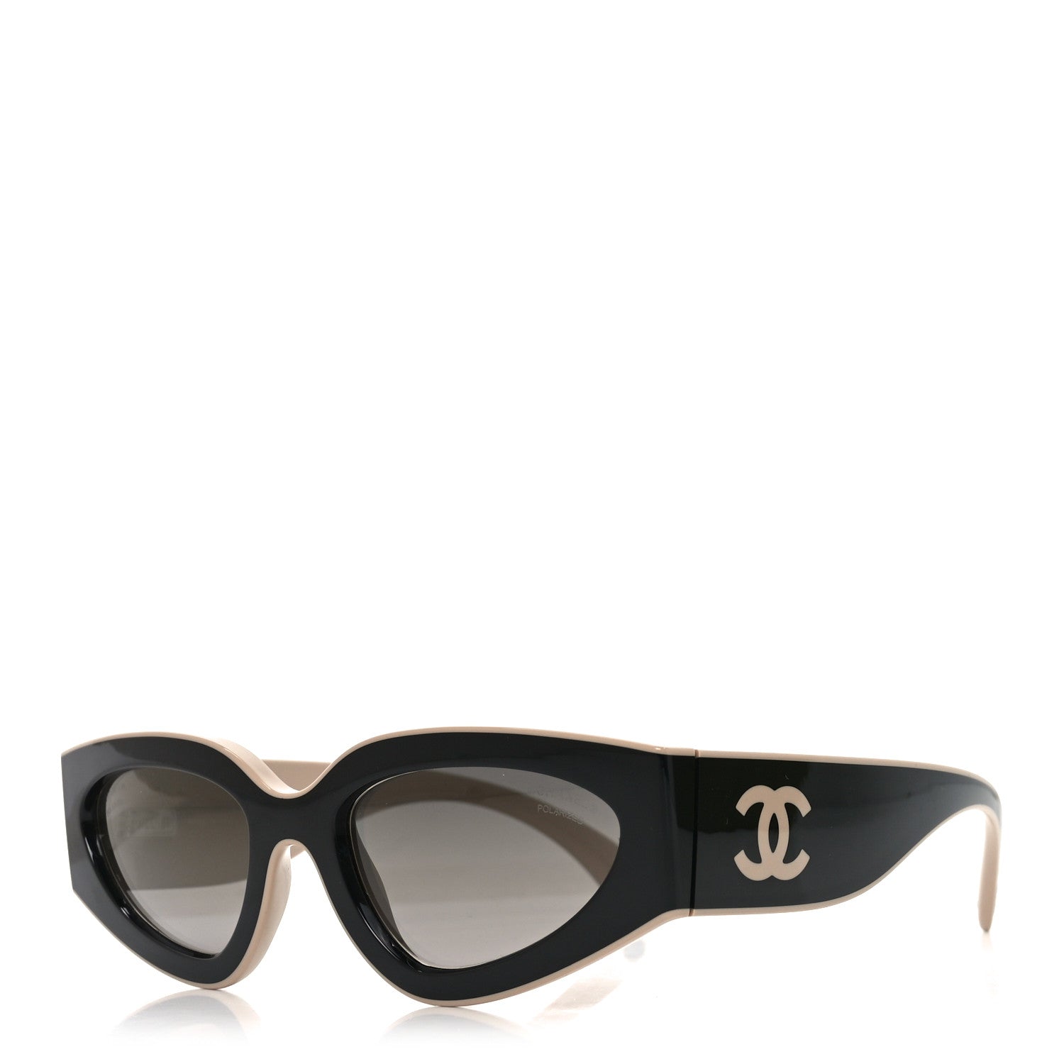 Acetate Cat Eye Sunglasses 6056 Black Beige