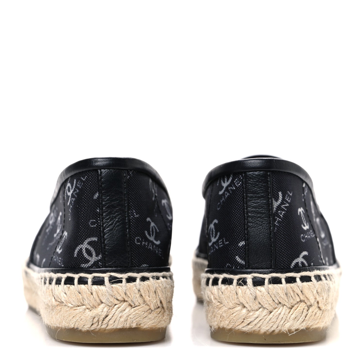 Mesh Grosgrain CC Espadrilles 36 Black White