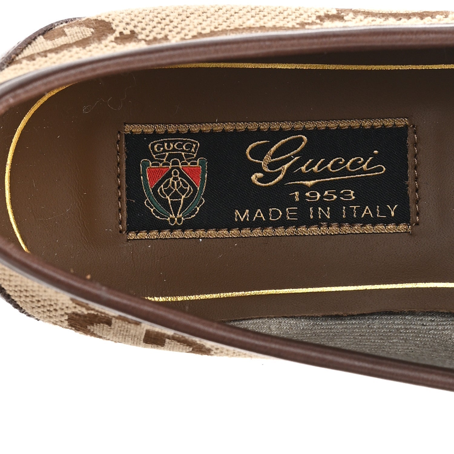 Monogram Jumbo GG Malaga Kid Horsebit Womens Jordaan Loafers 36.5 Beige Ebony New Acero