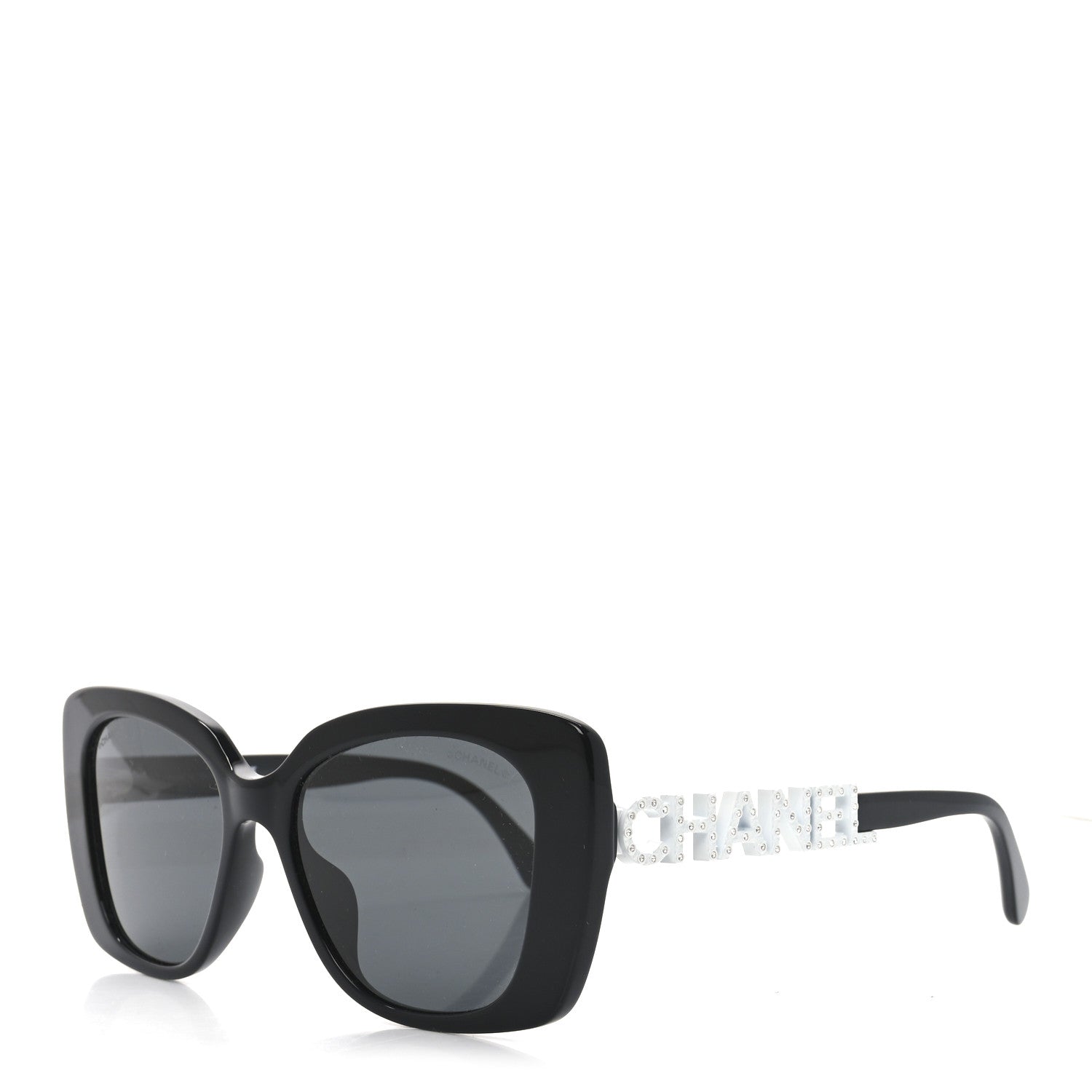 Acetate Strass Square Sunglasses 5422-B-A Black White