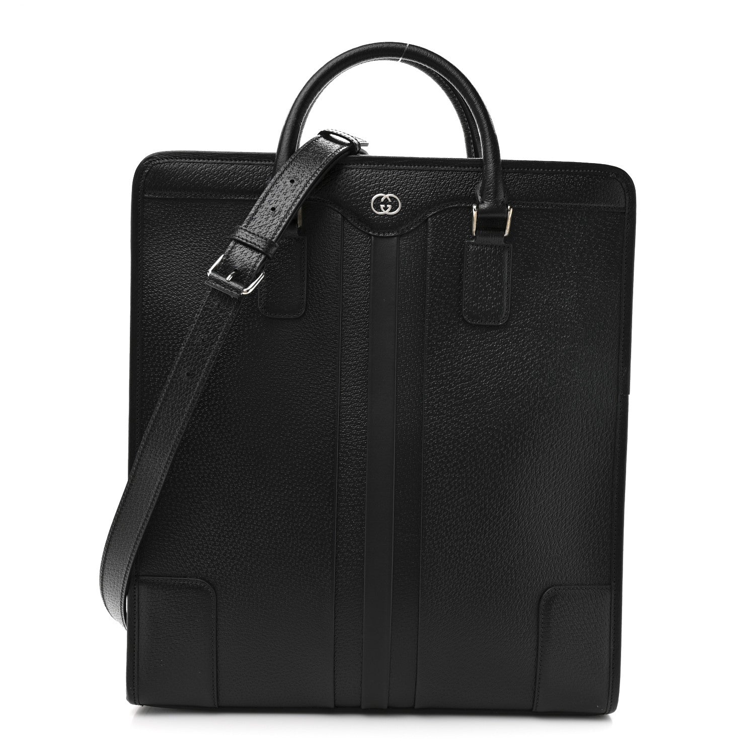 Dollar Pigprint Koi Calfskin Interlocking G Tote Bag Black
